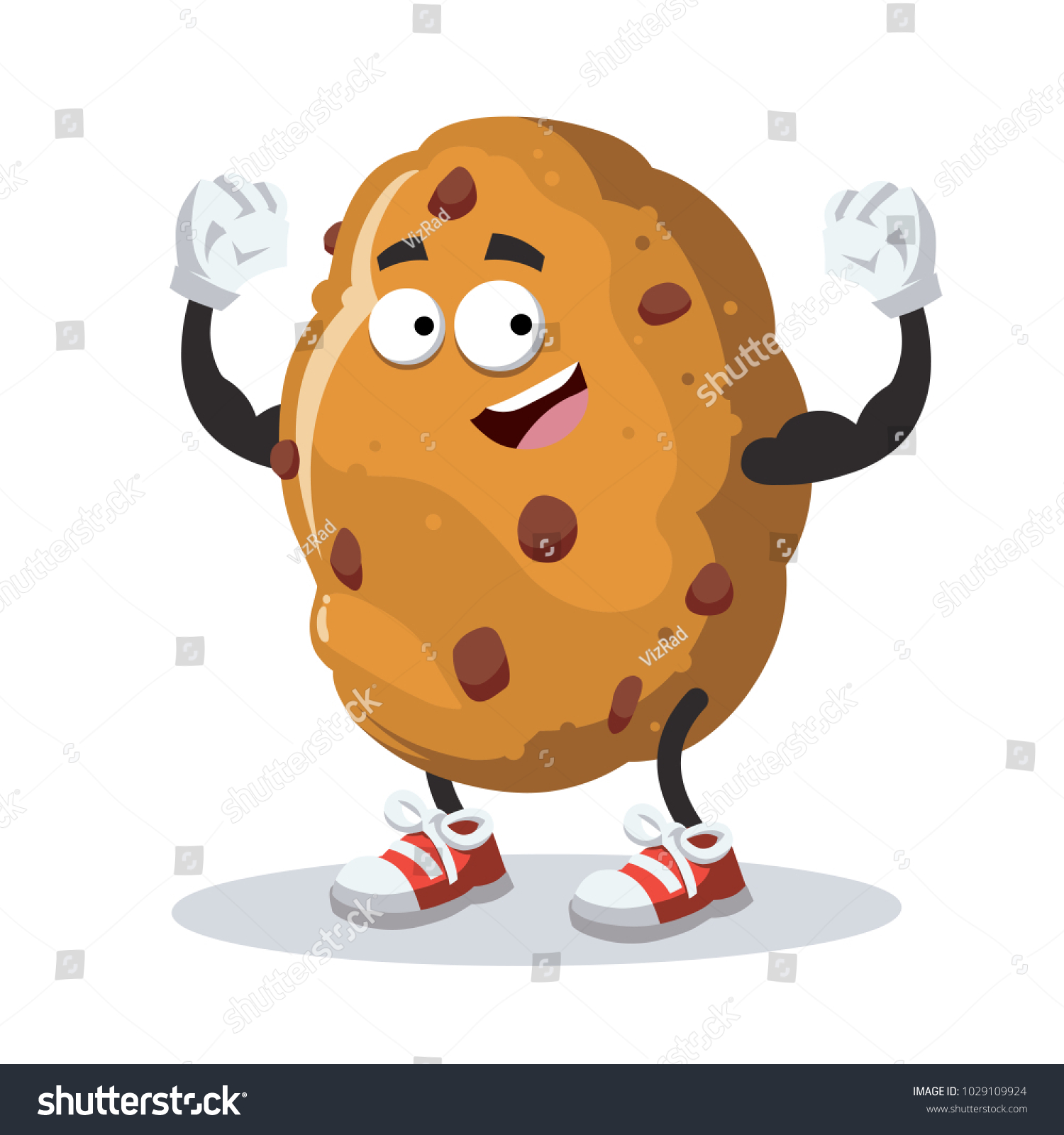 Cartoon Chocolate Chips Cookie Mascot Shows Stock Vector (Royalty Free ...