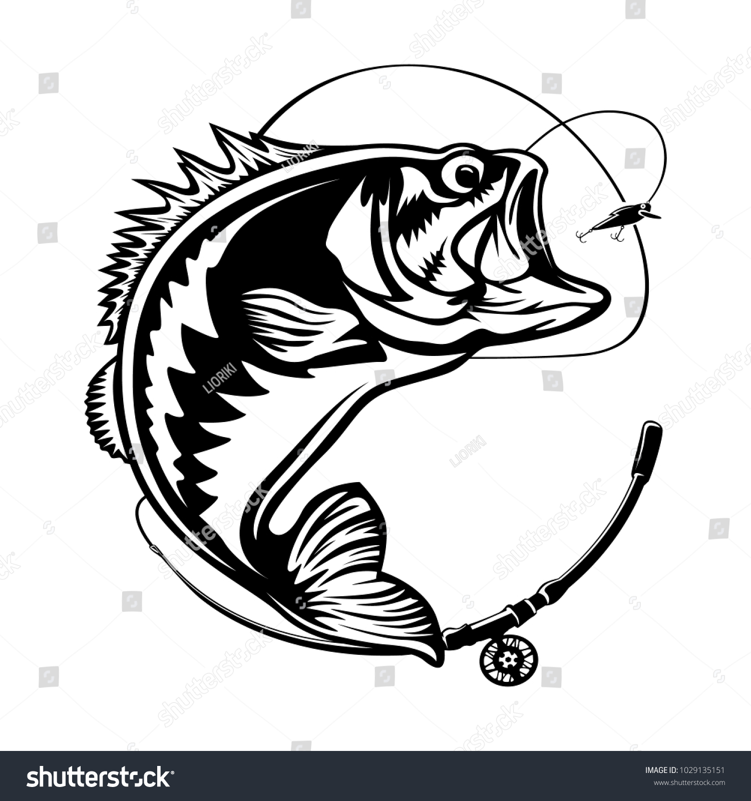 Fishing Logo Bass Fish Rod Lure Stock Vector (Royalty Free) 1029135151 ...