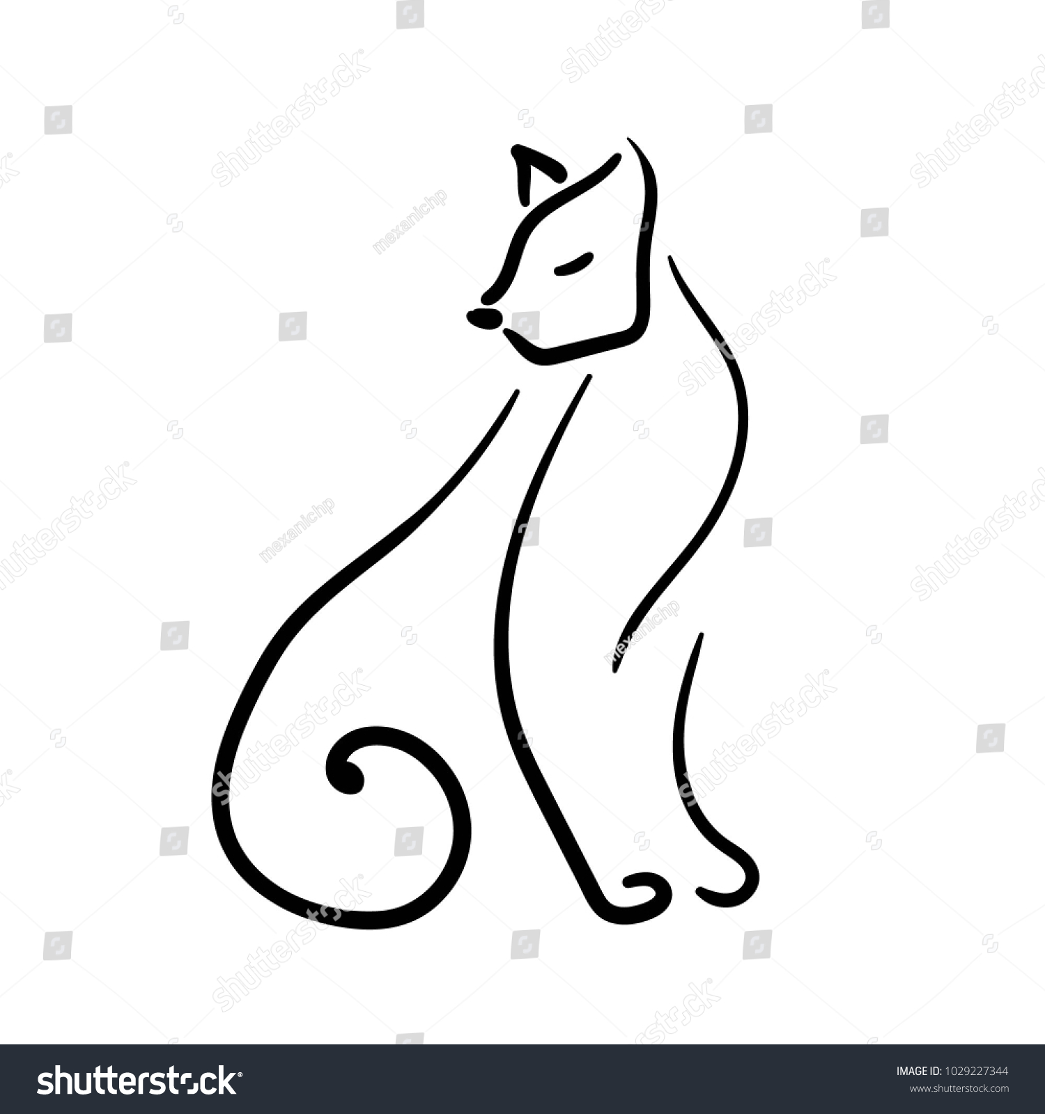 Cat Illustration Cat Black Line Logo Stock Vector (Royalty Free ...