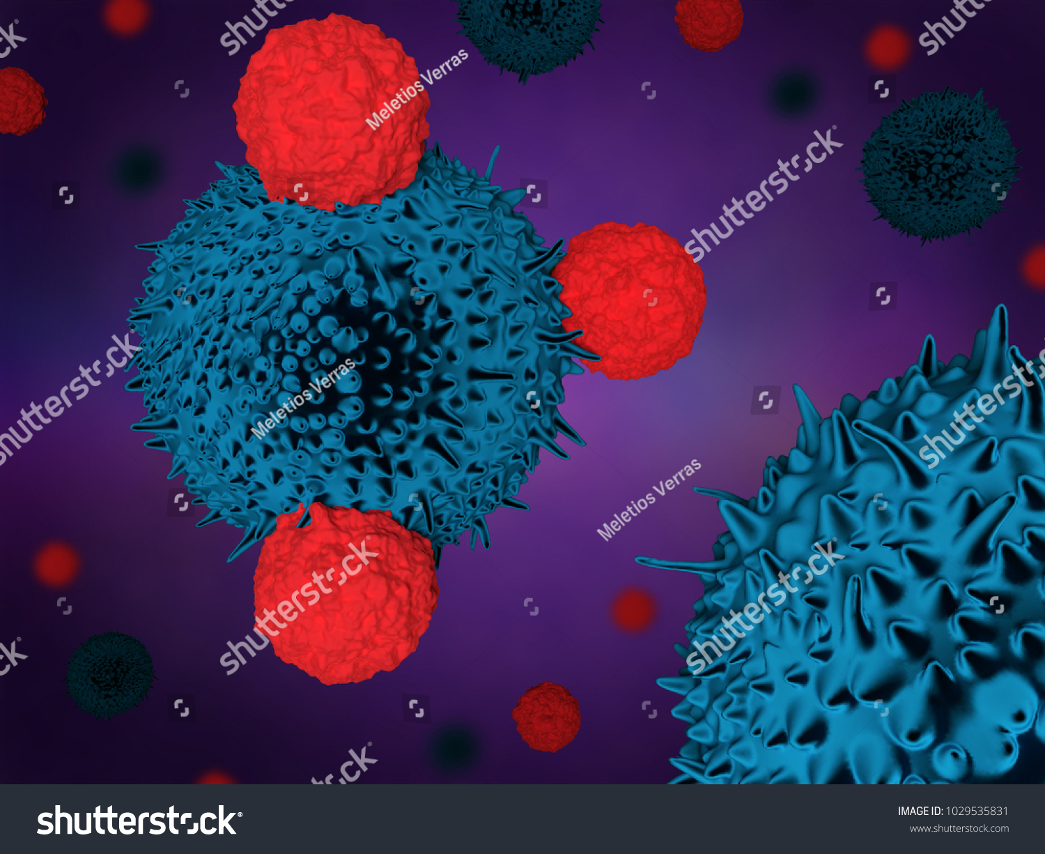 3d Illustration T Cells Attacking Cancer Stock Illustration 1029535831 ...