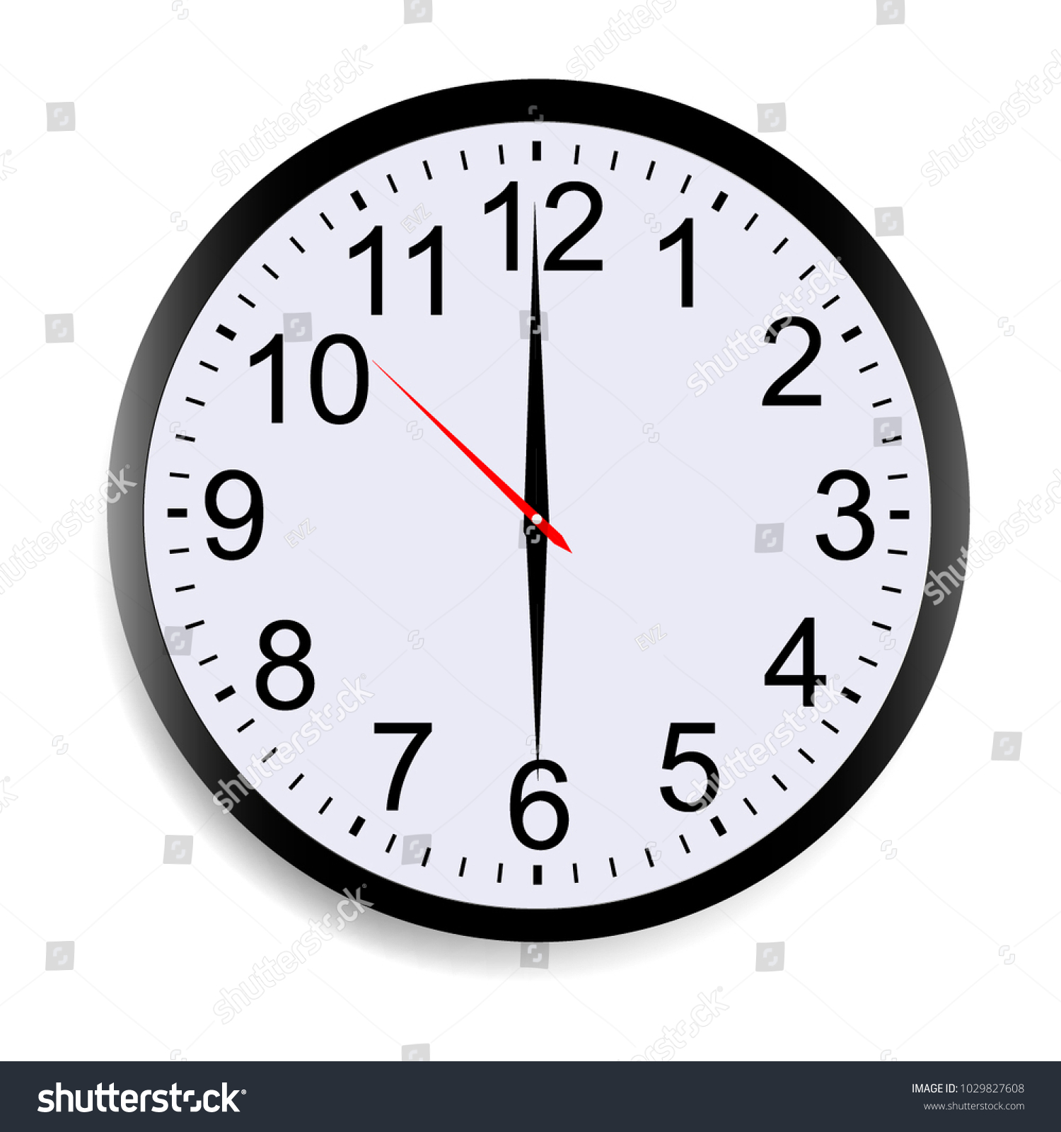 Stock Vector Round Clock Face Showing Six O Clock Isolated On White Background Vector Illustration 1029827608 