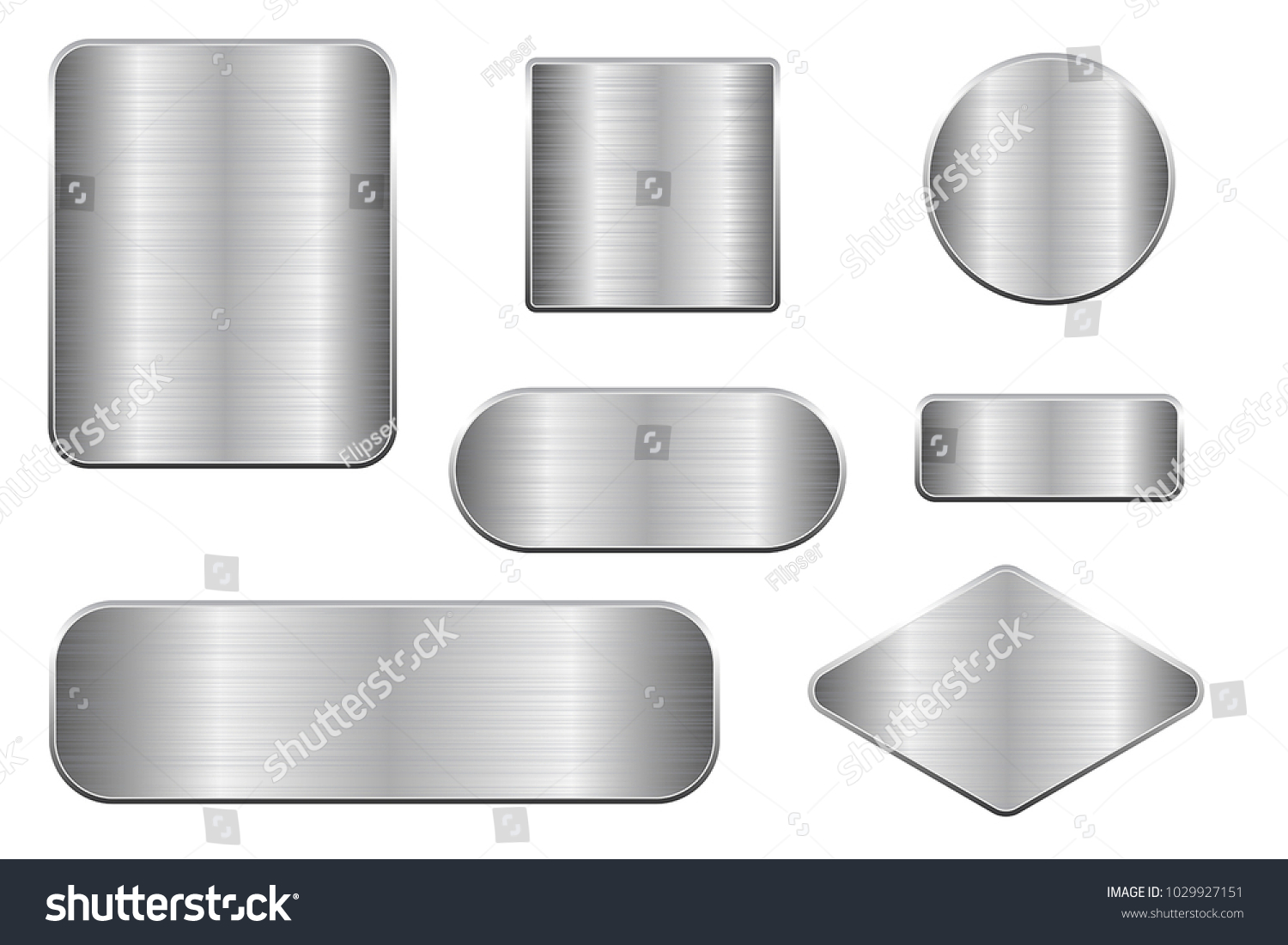 Brushed Metal Plates Set Geometric Shape Stock Vector (Royalty Free ...