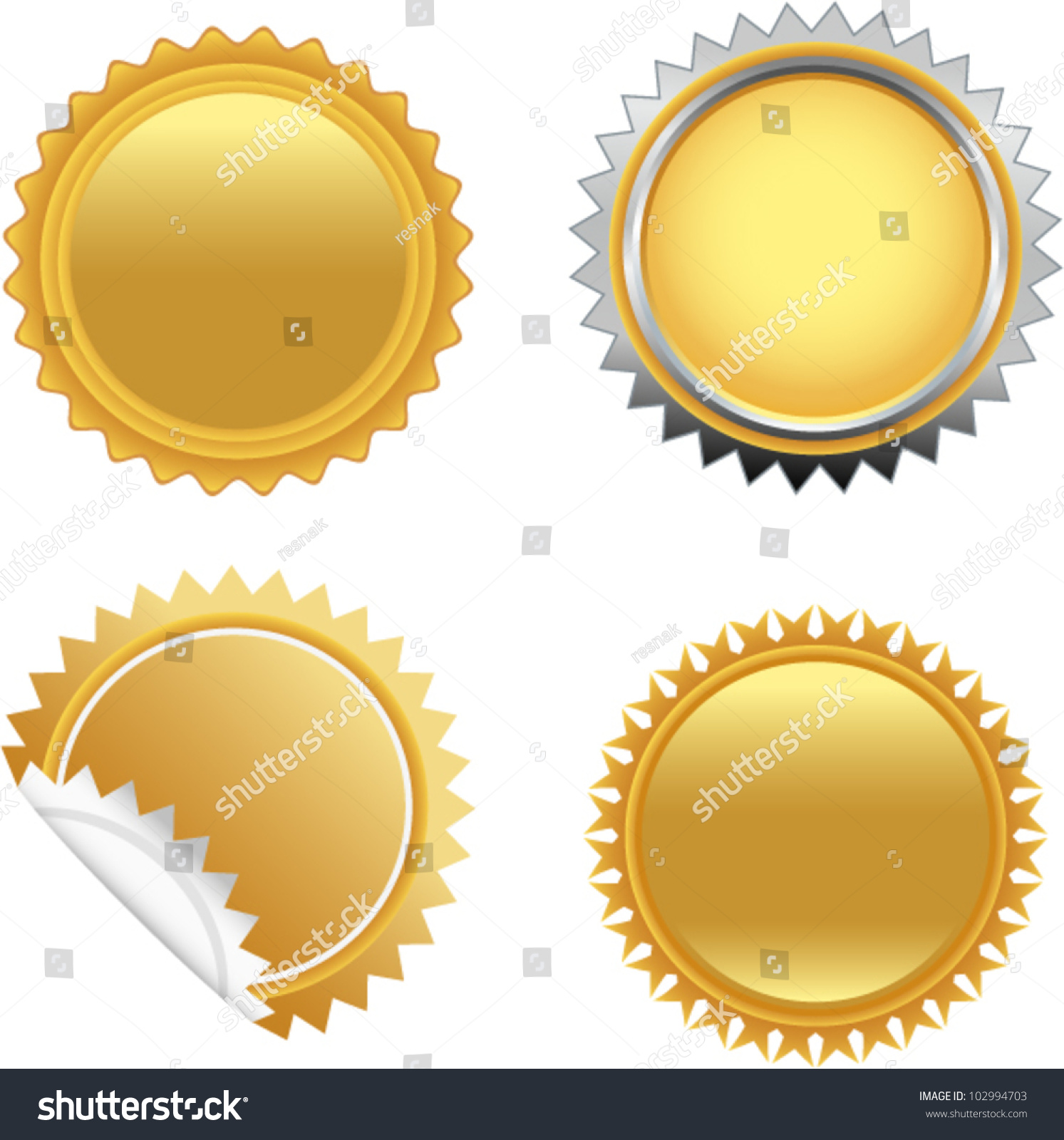 Vector Golden Starbursts Set 2 Stock Vector (royalty Free) 102994703 