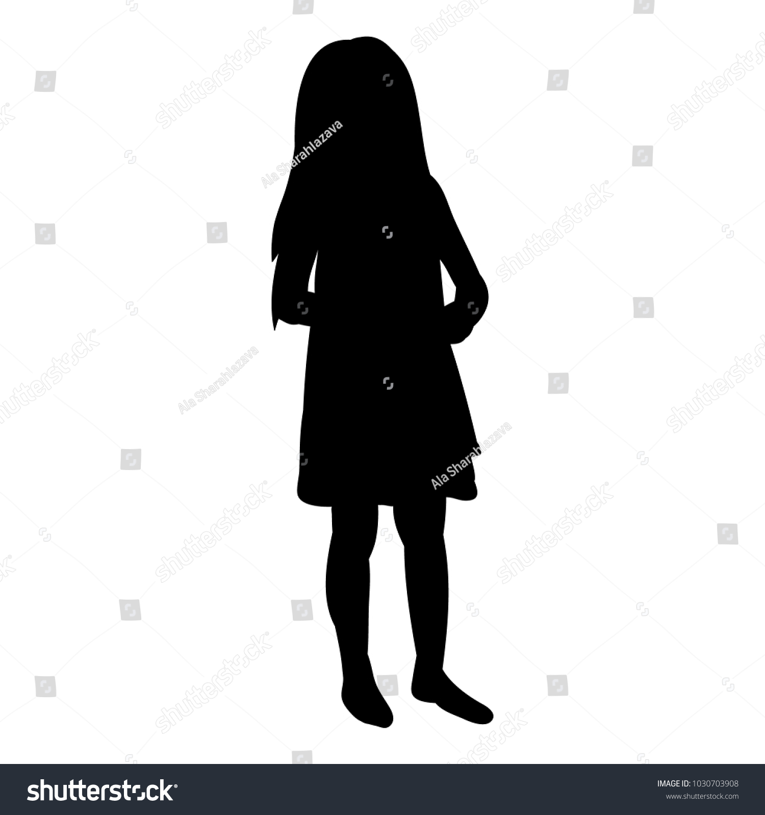 Vector Isolated Silhouette Little Girl On Stock Vector (Royalty Free ...