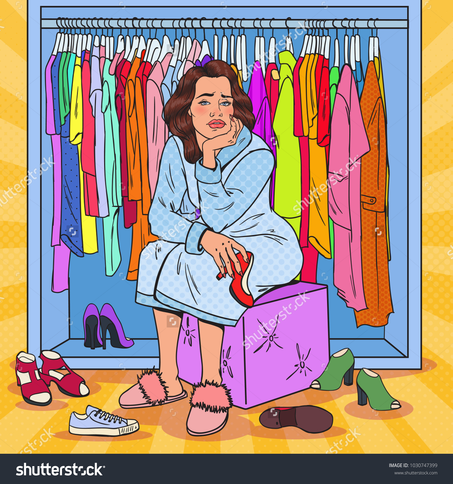 Женский шкаф с одеждой иллюстрация