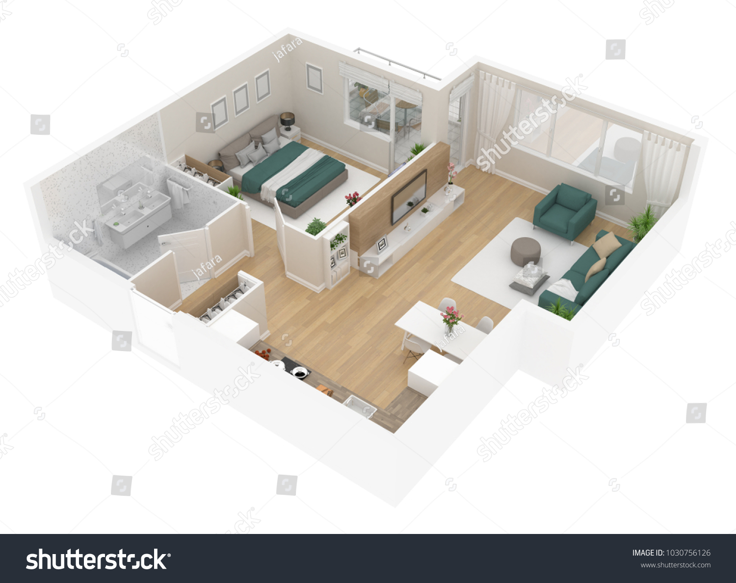 Floor Plan Top View Apartment Interior Stock Illustration 1030756126 ...