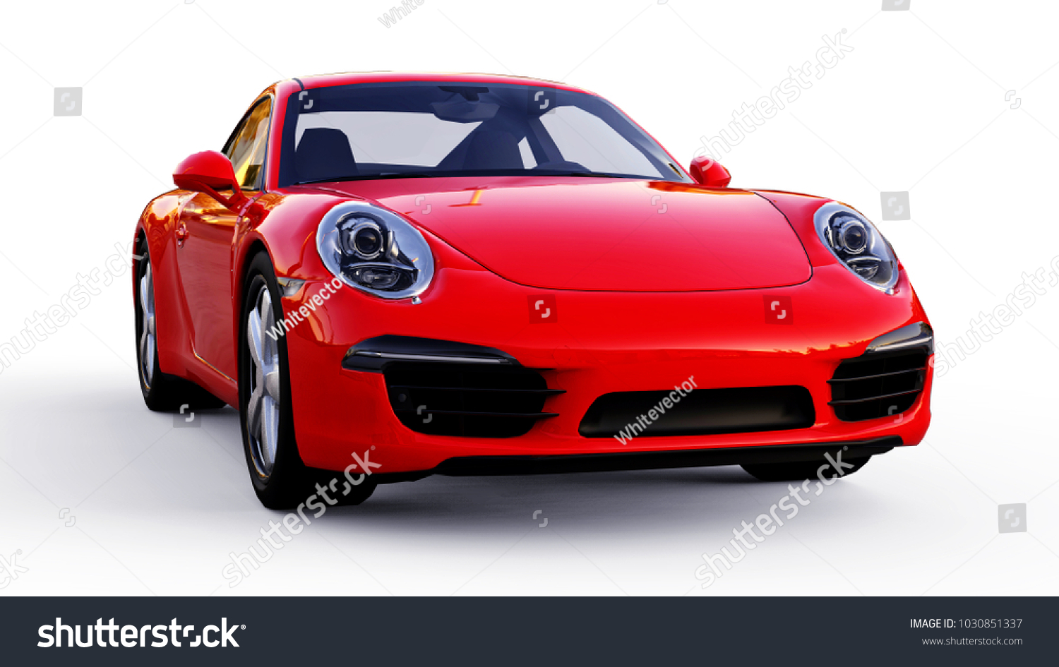 Red Porsche 911 Threedimensional Raster Illustration Stock Illustration ...