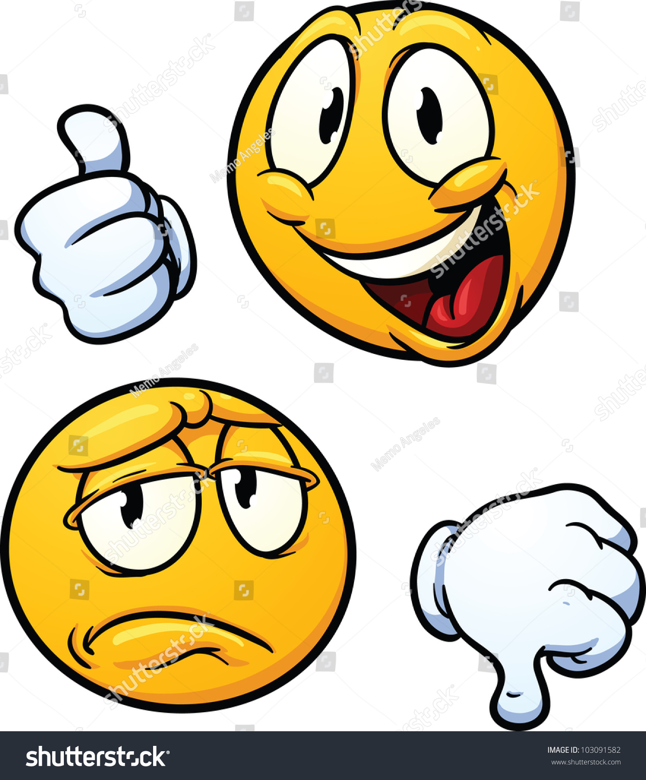 Thumbs Thumbs Down Emoticons Vector Illustration Stock Vector (Royalty ...