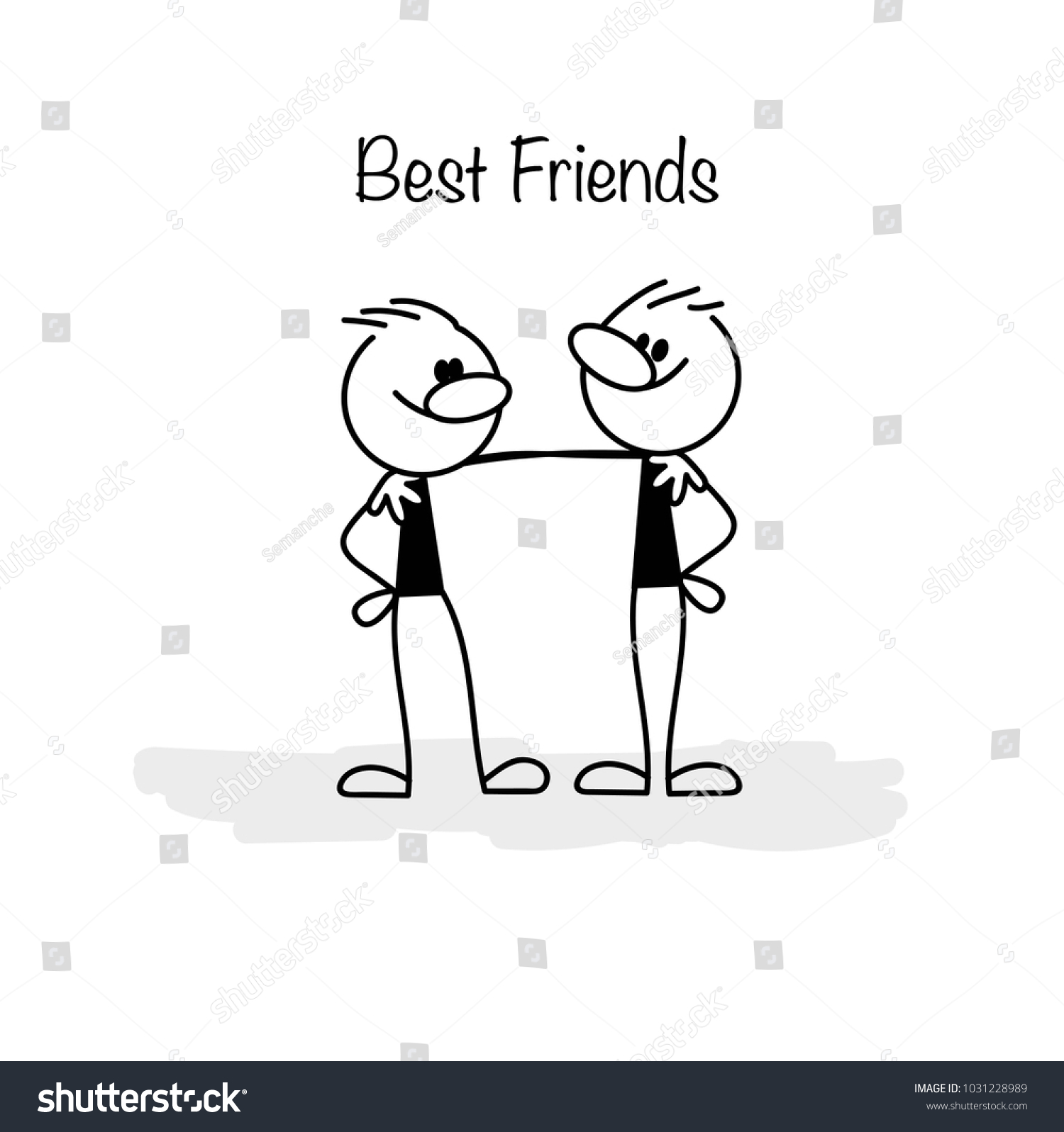 Two Best Friends Stick Figure Stock Vector (Royalty Free) 1031228989