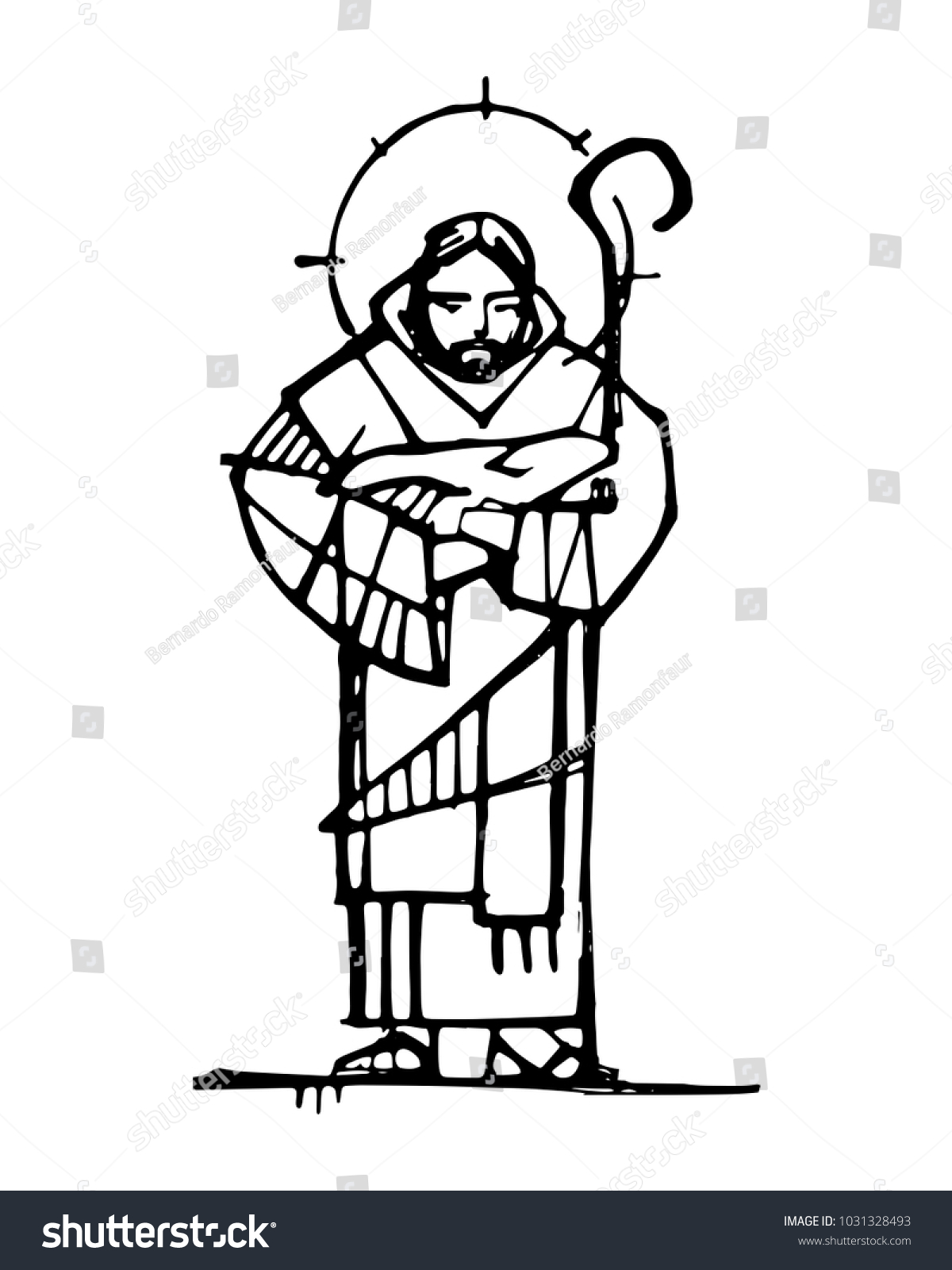 Hand Drawn Ink Illustration Drawing Jesus Stock Vector (Royalty Free ...
