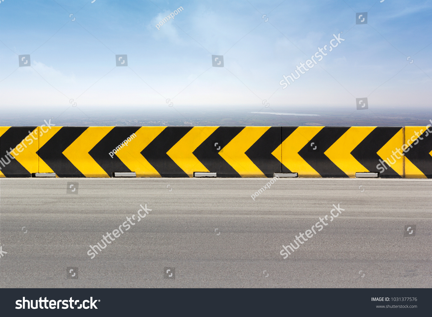 Yellow Black Concrete Barriers Blocking Road Stock Photo 1031377576 ...