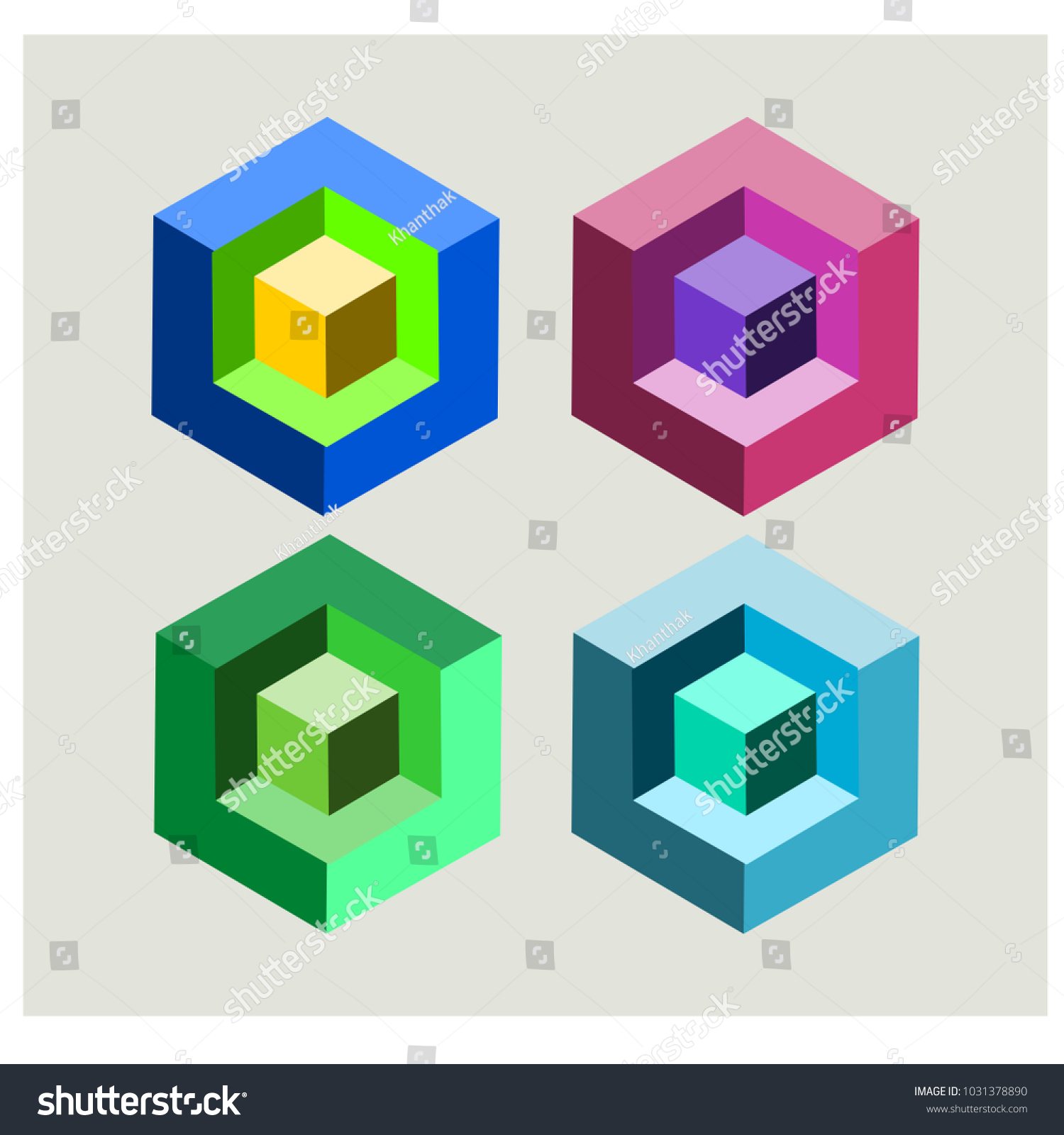 Four Lie 3 Dimensional Square On Stock Vector (royalty Free) 1031378890 