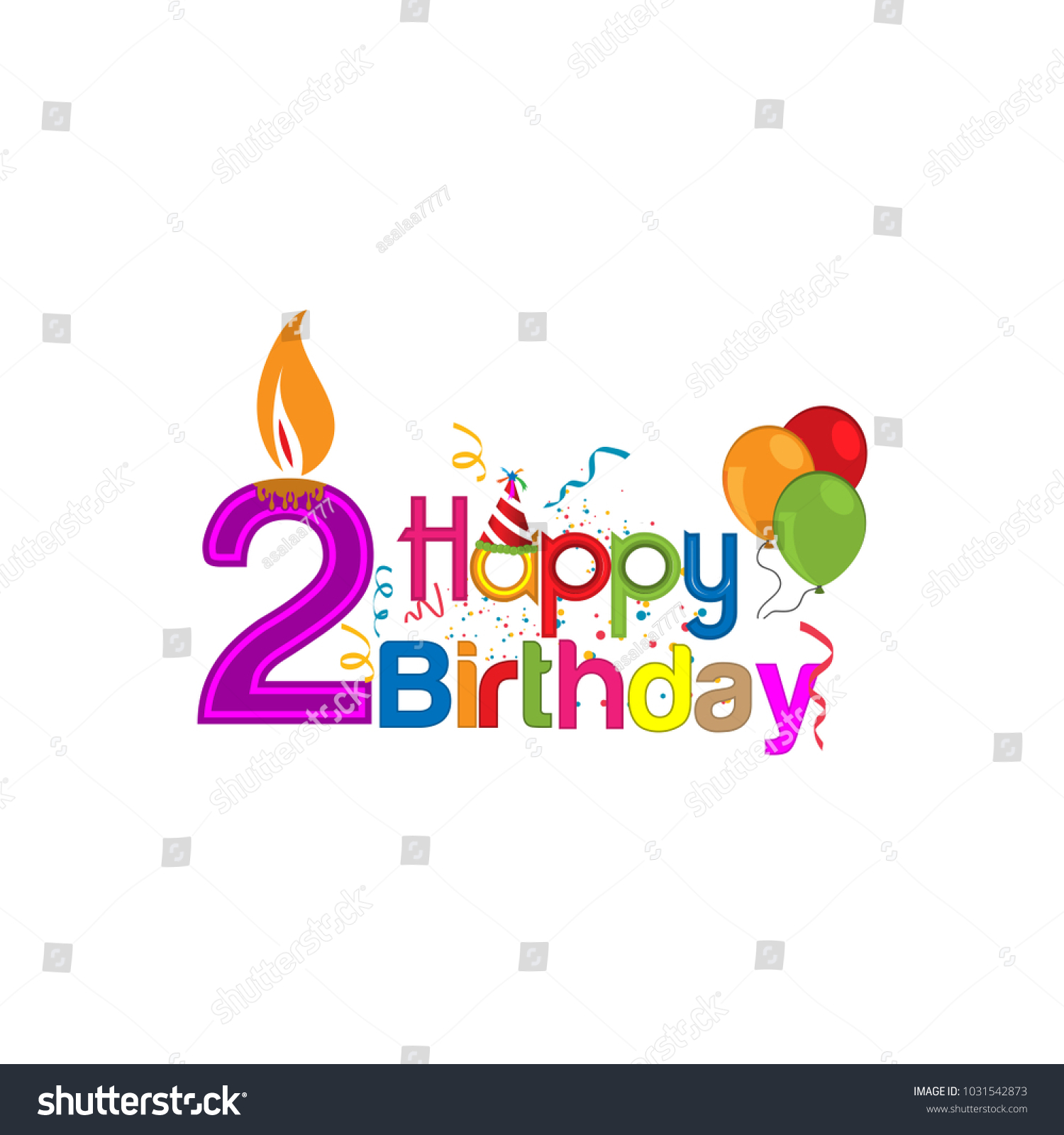 Happy Birthday Vector Design Number Two Stock Vector (Royalty Free ...