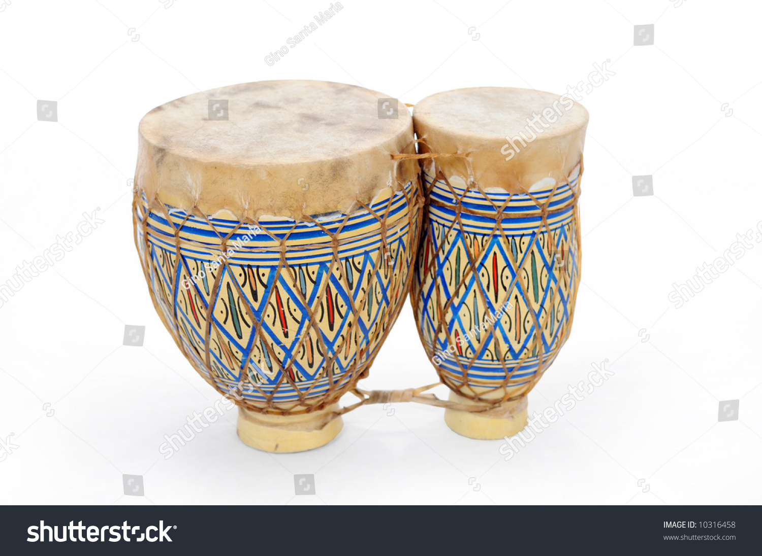 African Bongo Drums Adorned Typical Patterns Stock Photo 10316458