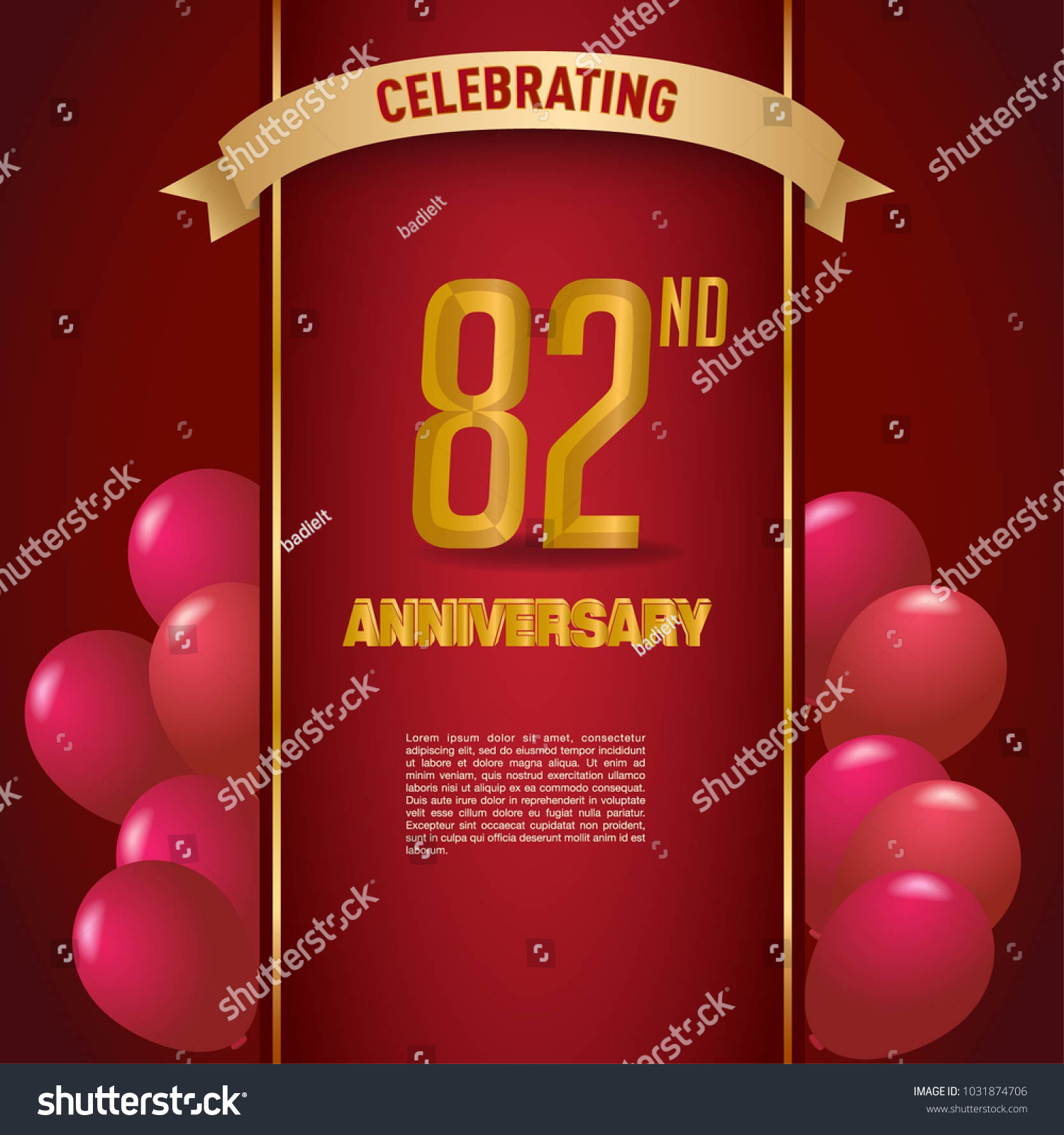 anniversary-card-design-template-red-background-stock-vector-royalty