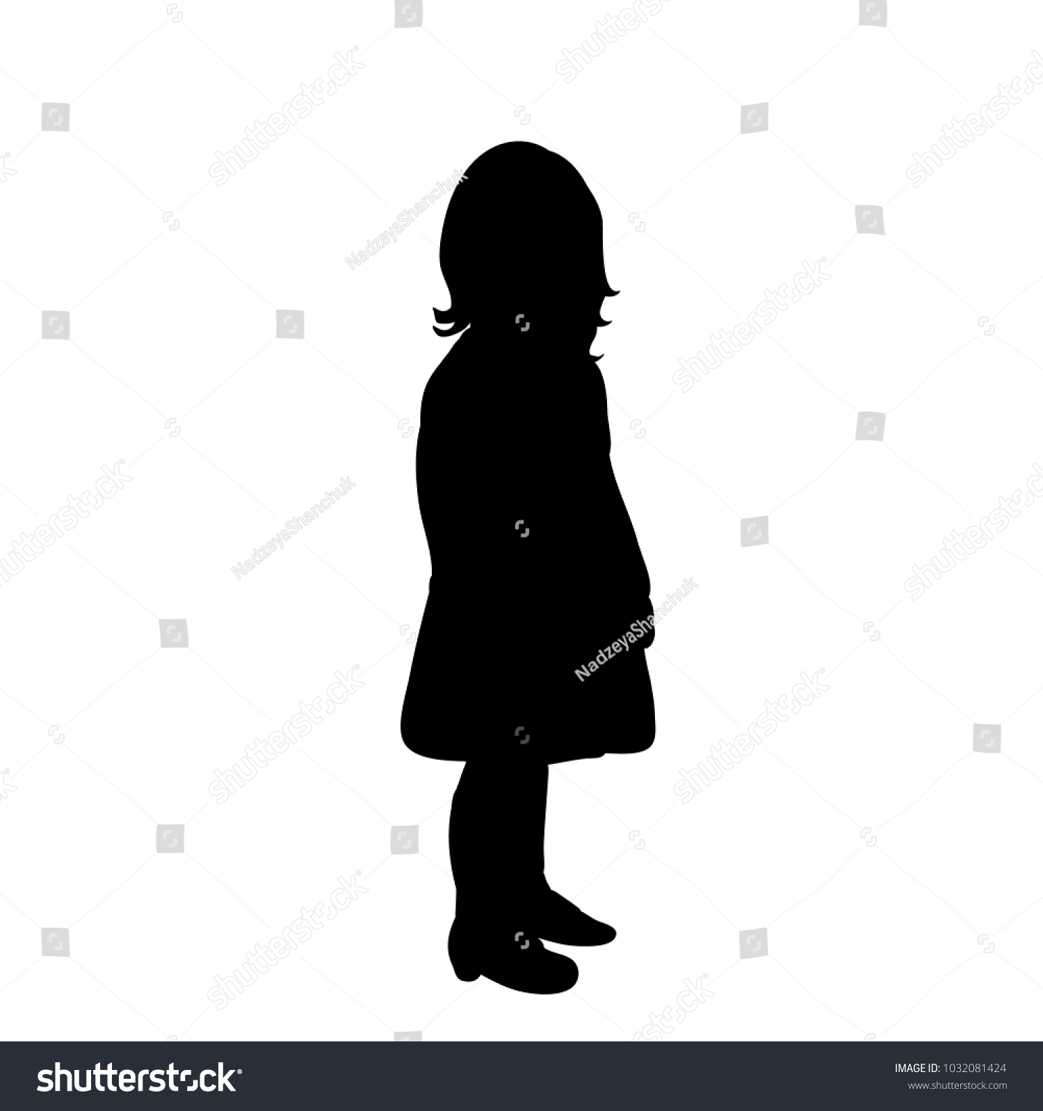 White Background Silhouette Girl Stock Vector (Royalty Free) 1032081424 ...