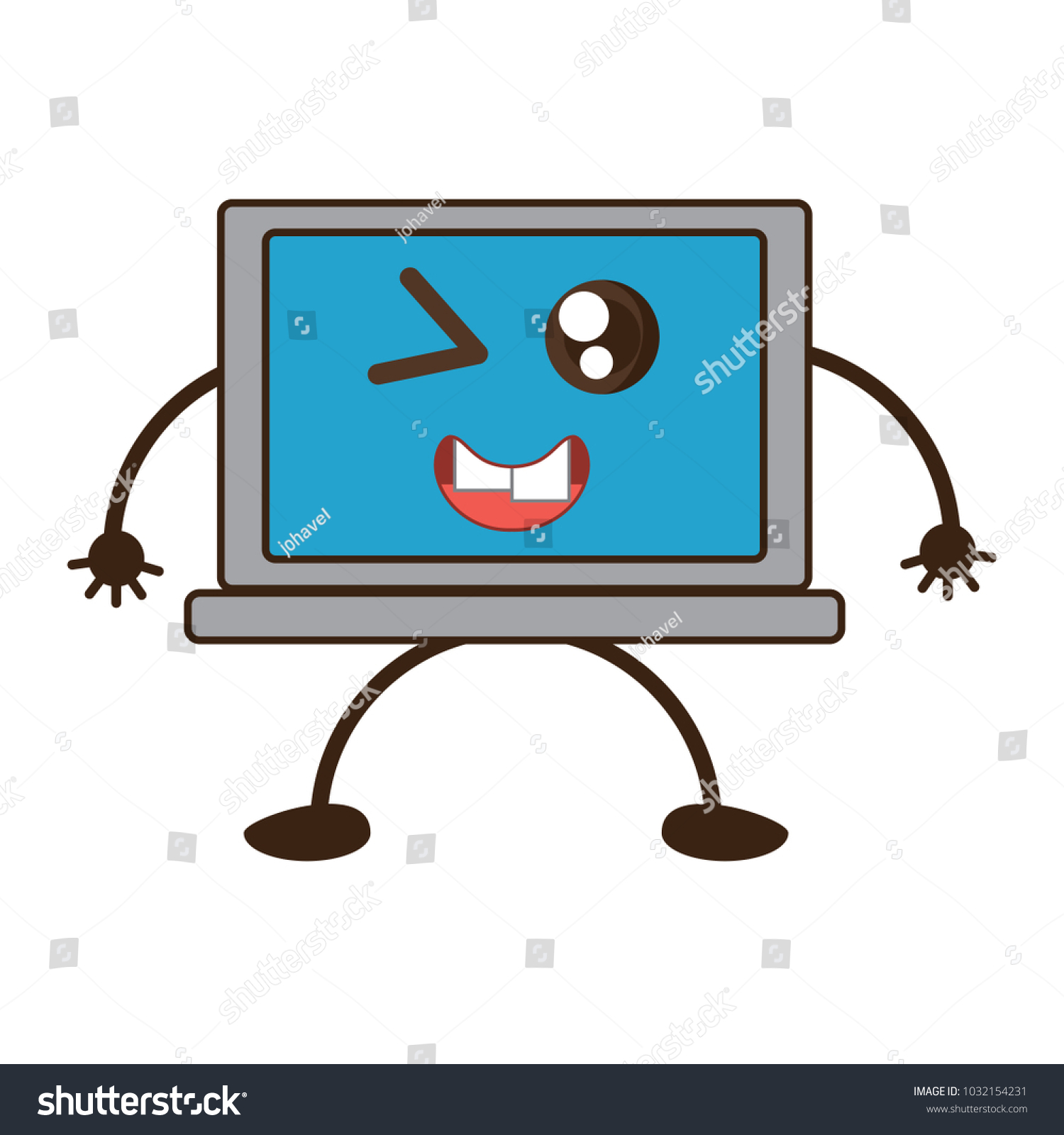 Kawaii Laptop Computer Icon Stock Vector (Royalty Free) 1032154231 ...