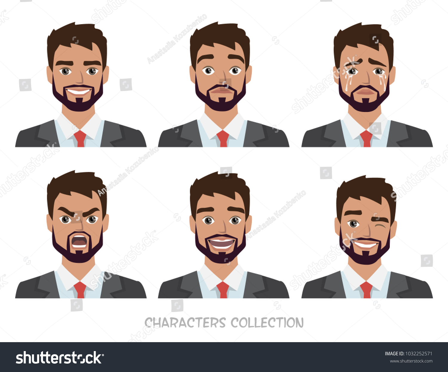 Set Emotions Business Manyoung Male Cartoon Stock Vector (Royalty Free ...