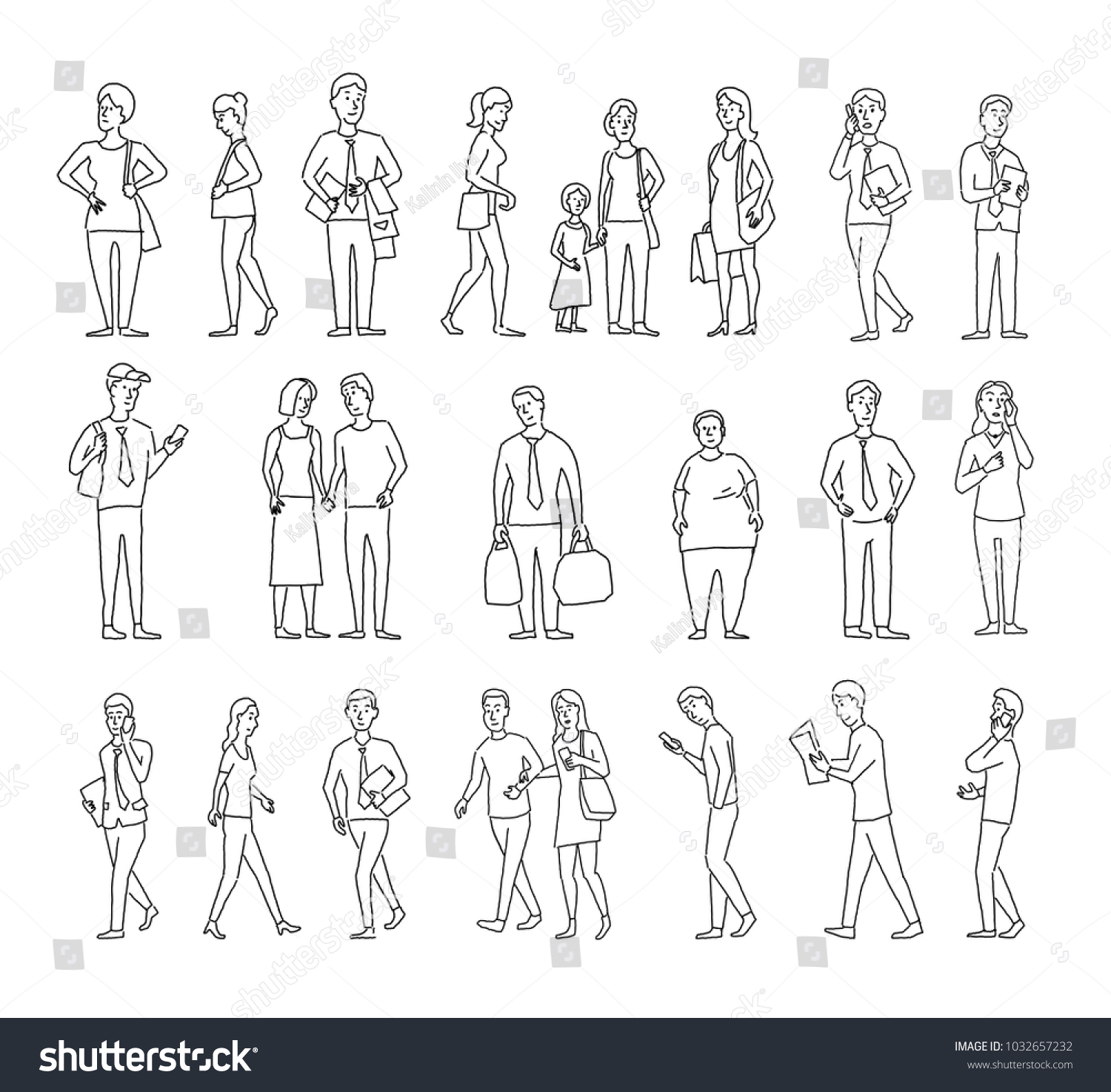 Set Sketch Different People Many Ordinary Stock Vector (Royalty Free ...