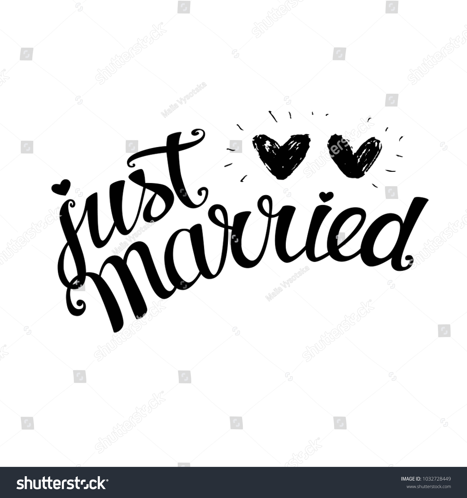 Just Married Hand Lettering Vector Illustration Stock Vector (Royalty ...