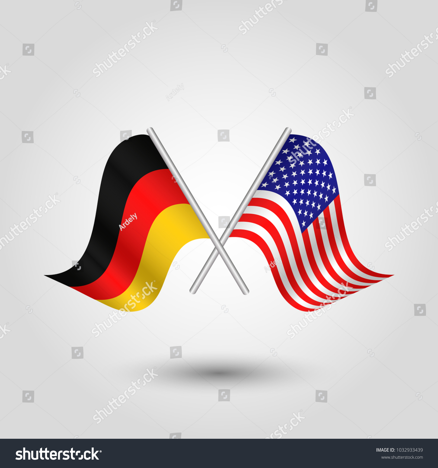 Vector Two Crossed German American Flags Stock Vector (Royalty Free ...