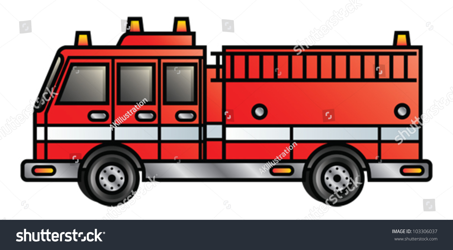 Illustration Cartoon Fire Engine Eps 10 Stock Vector (Royalty Free ...