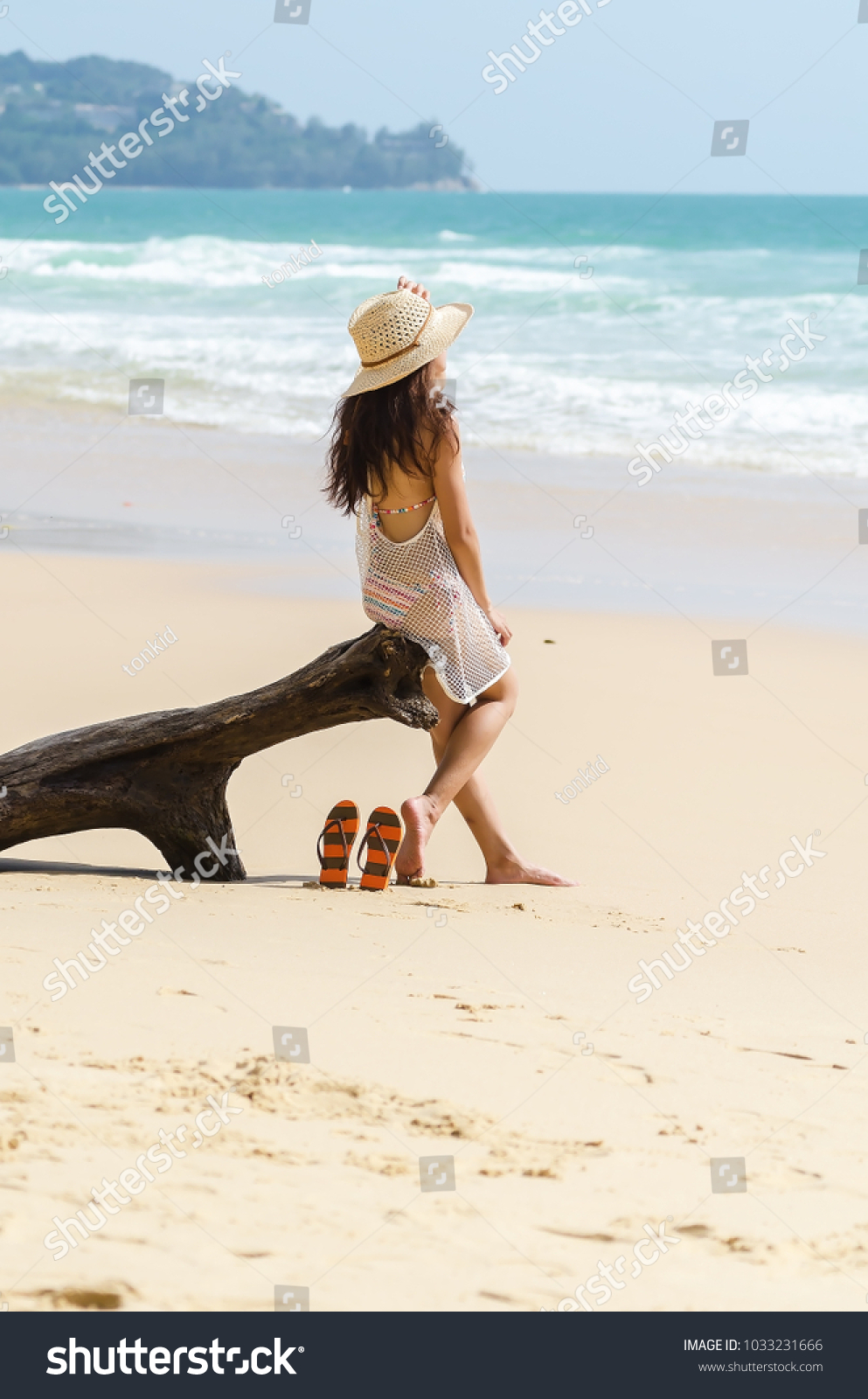 Woman Nude Nude Beach Stock Photo