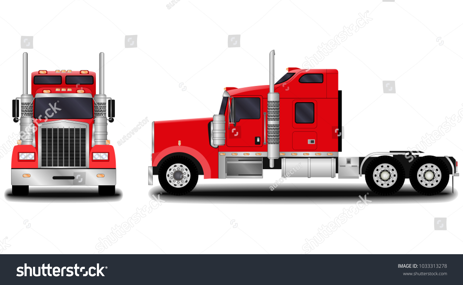 Realistic Truck Front View Side View Stock Vector (Royalty Free ...