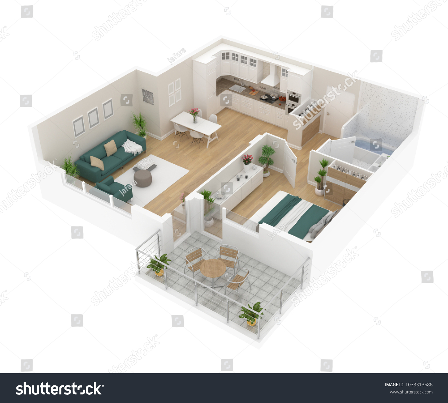 Floor Plan Top View Apartment Interior Stock Illustration 1033313686 ...