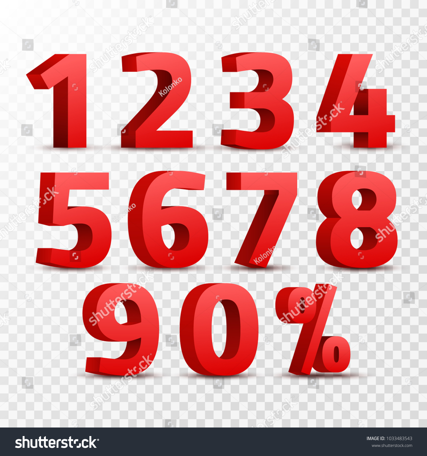 Set 3d Red Numbers Sign 3d Stock Vector (Royalty Free) 1033483543 ...