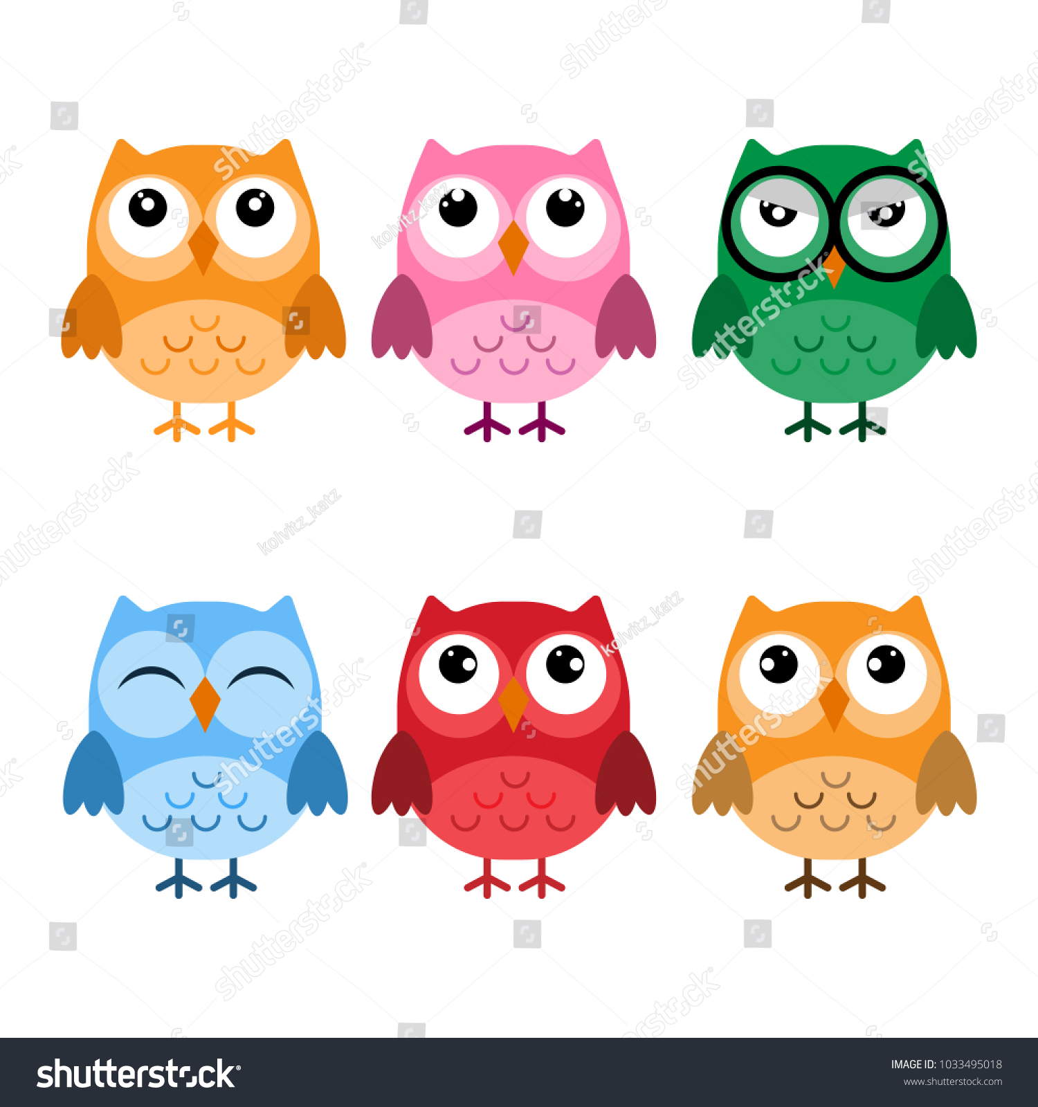 Owls Vector Set Stock Vector (Royalty Free) 1033495018 | Shutterstock