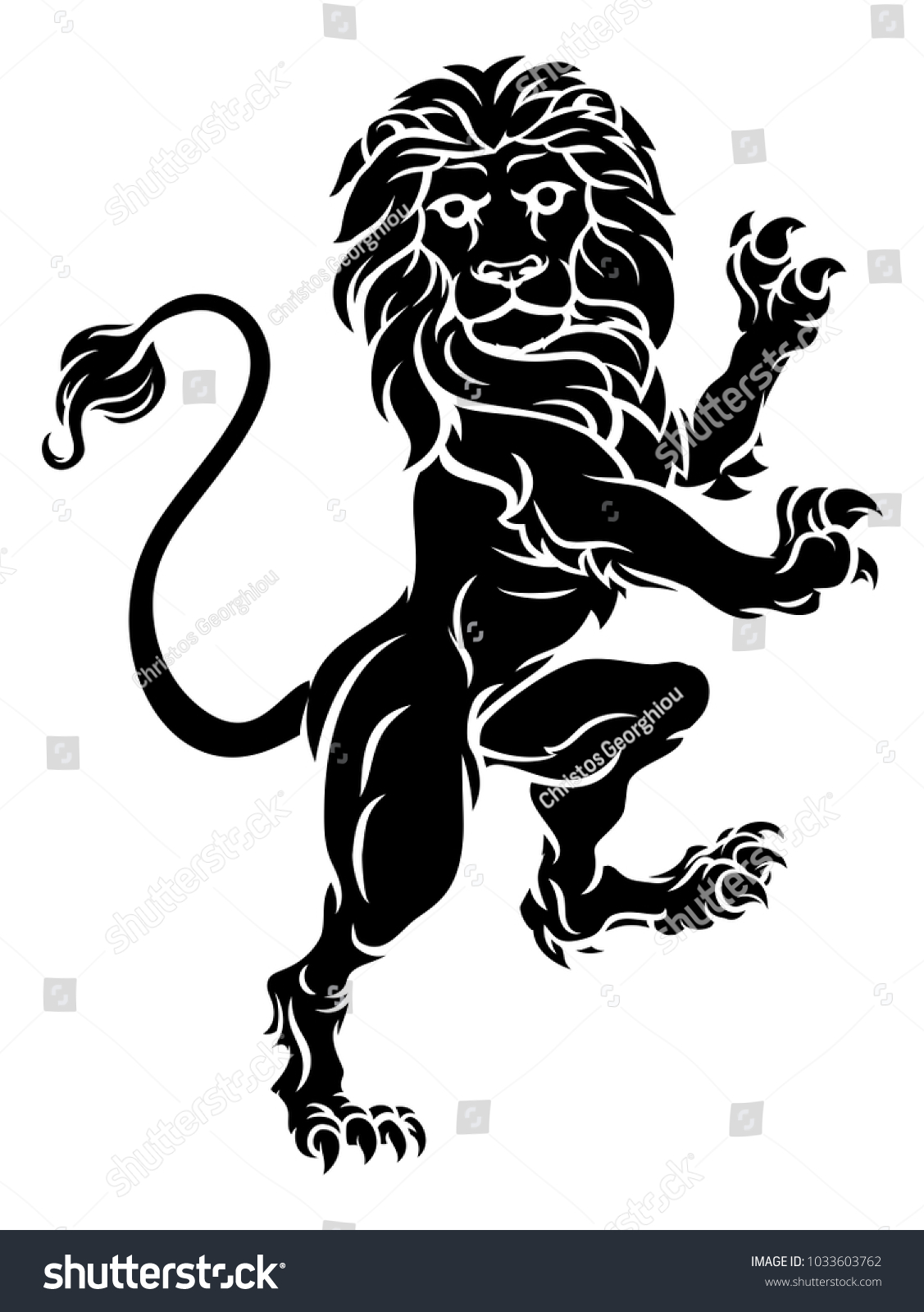 Rampant Lion Standing On Hind Legs Stock Vector (Royalty Free ...