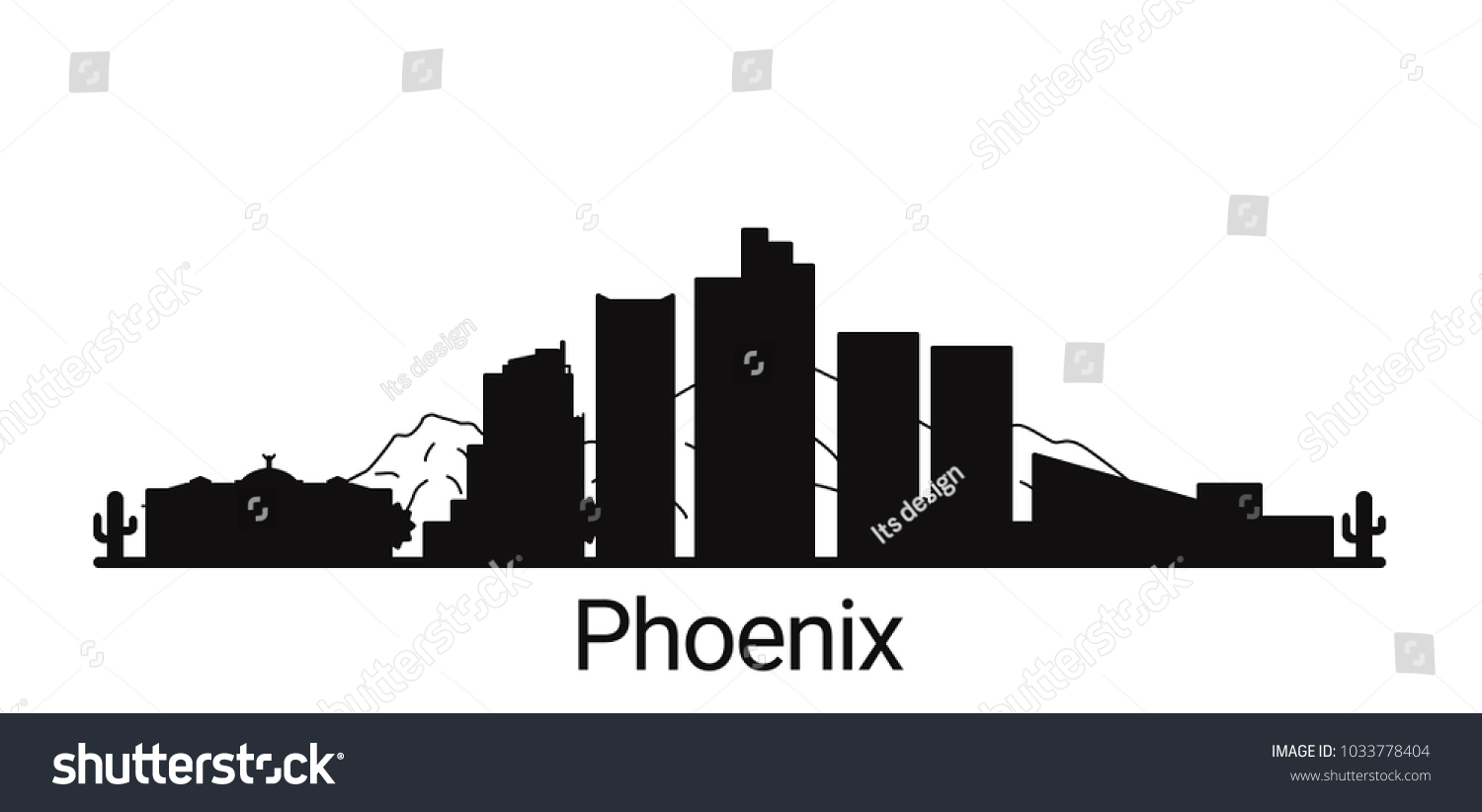 Phoenix City Outline Skyline All Phoenix Stock Vector (Royalty Free ...