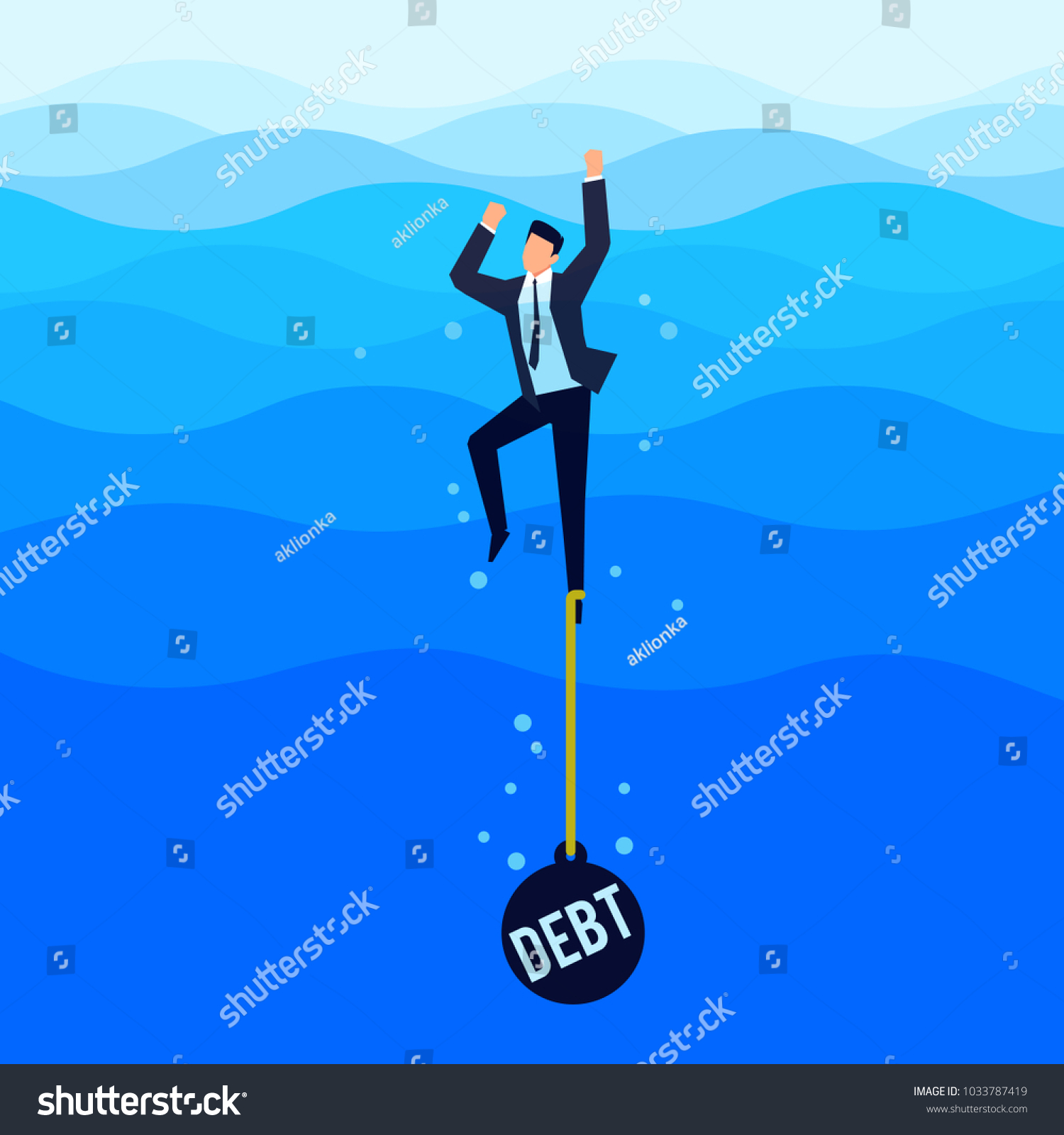 Debtor Debt Concept Businessman Load Tied Stock Vector (Royalty Free ...