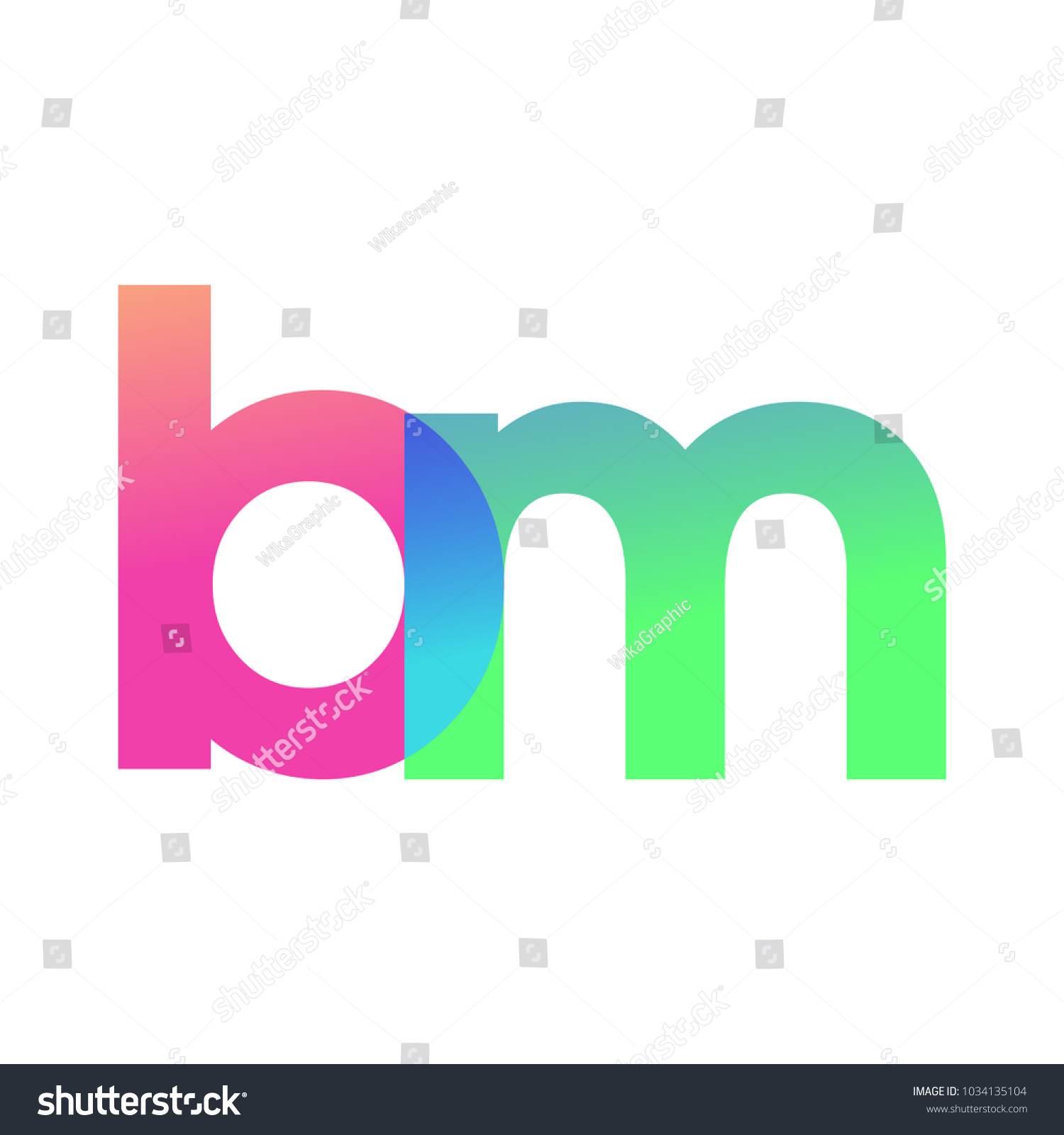 Initial Letter Bm Lowercase Logo Green Stock Vector (Royalty Free ...