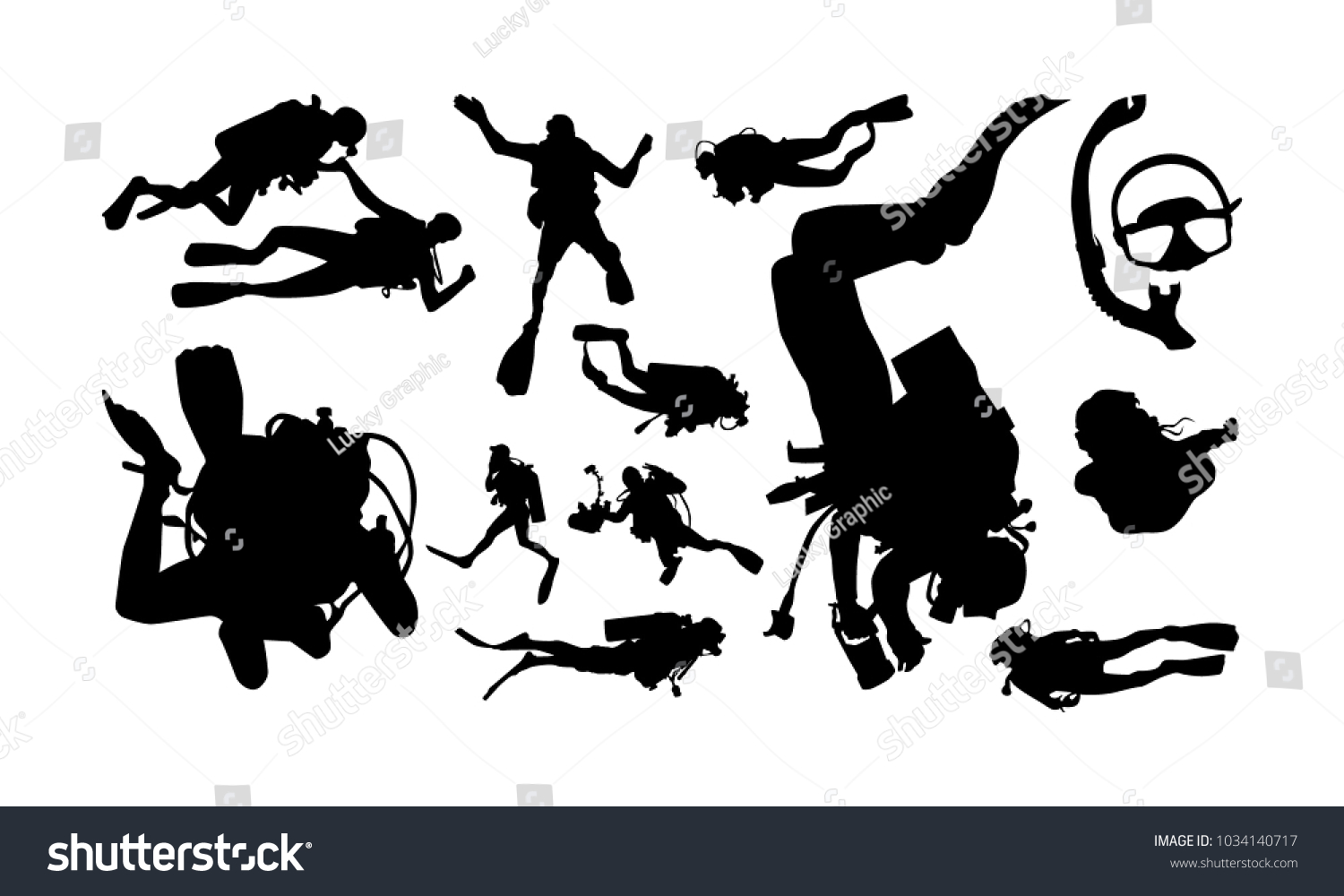 Set Various Diving Ocean Silhouette Vector Stock Vector (Royalty Free ...