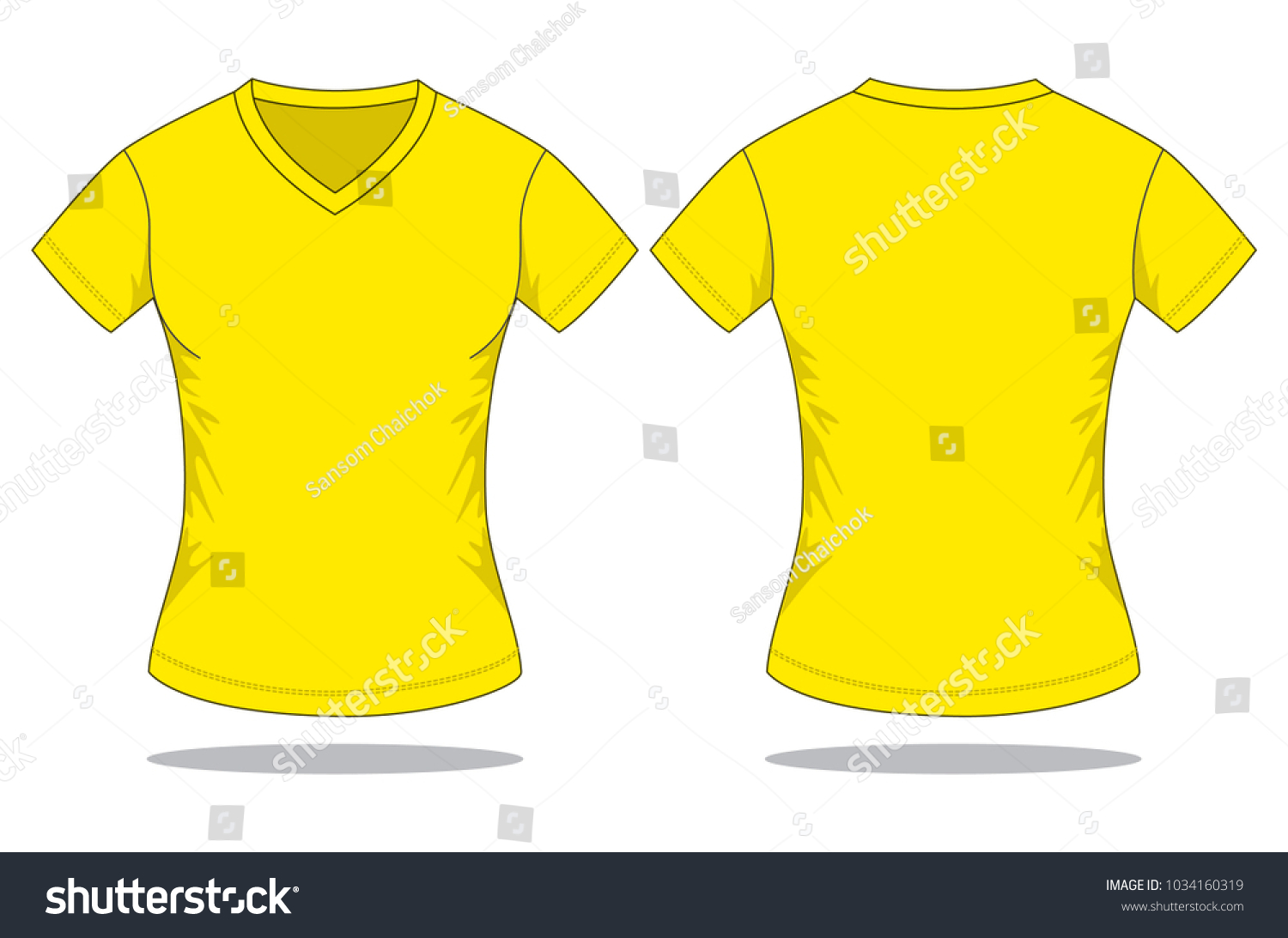 Womens Blank Yellow Vneck Shirt Vector Stock Vector (Royalty Free ...