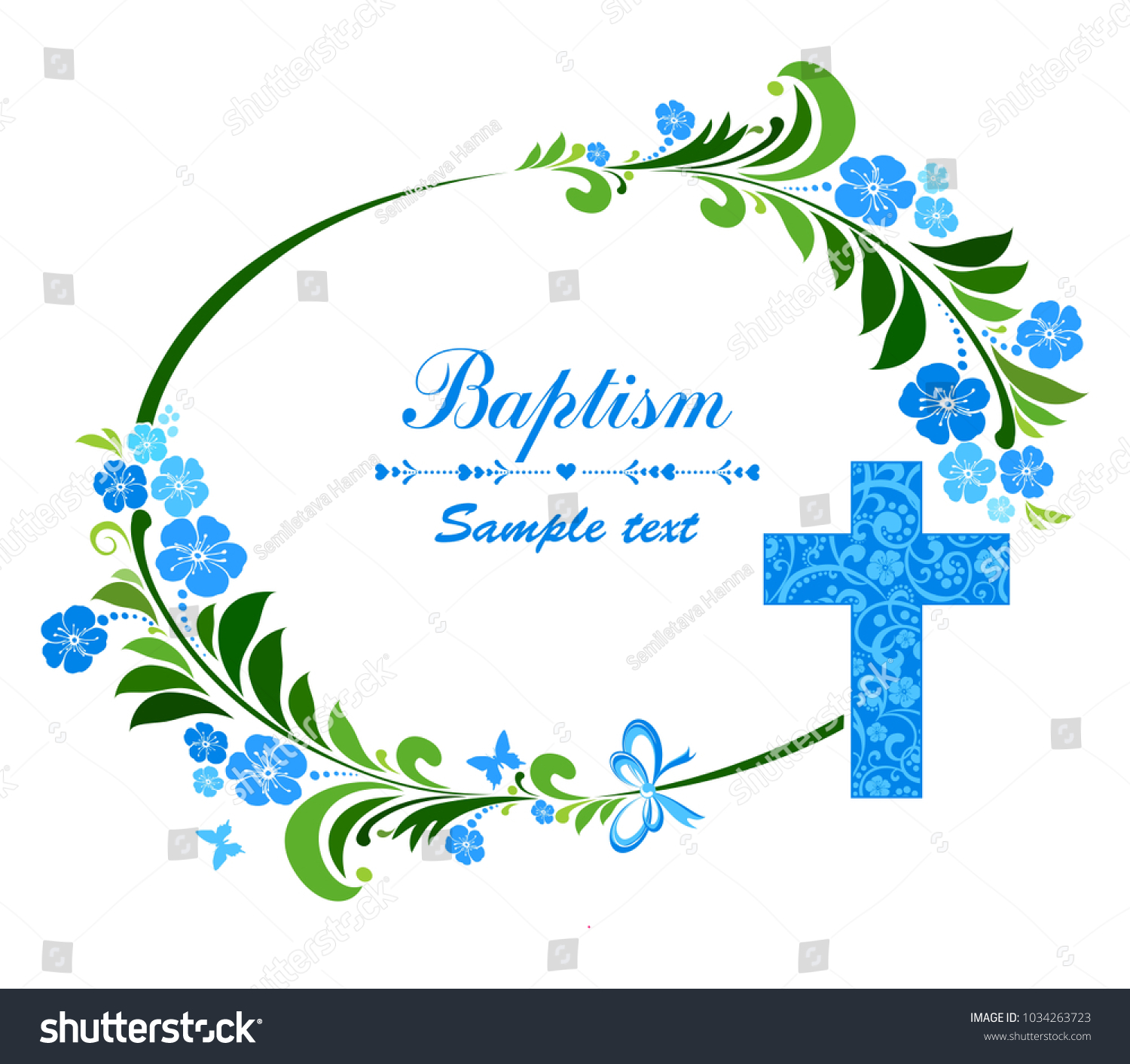 Baptism Card Design Cross Vector Illustration Stock Vector Royalty   Stock Vector Baptism Card Design With Cross Vector Illustration 1034263723 