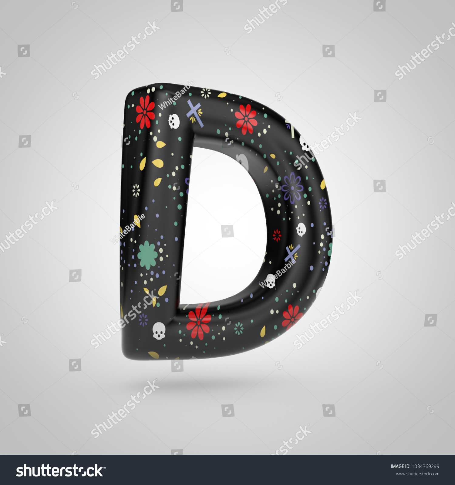 Santa Muerte Letter D Uppercase 3d Stock Illustration 1034369299 