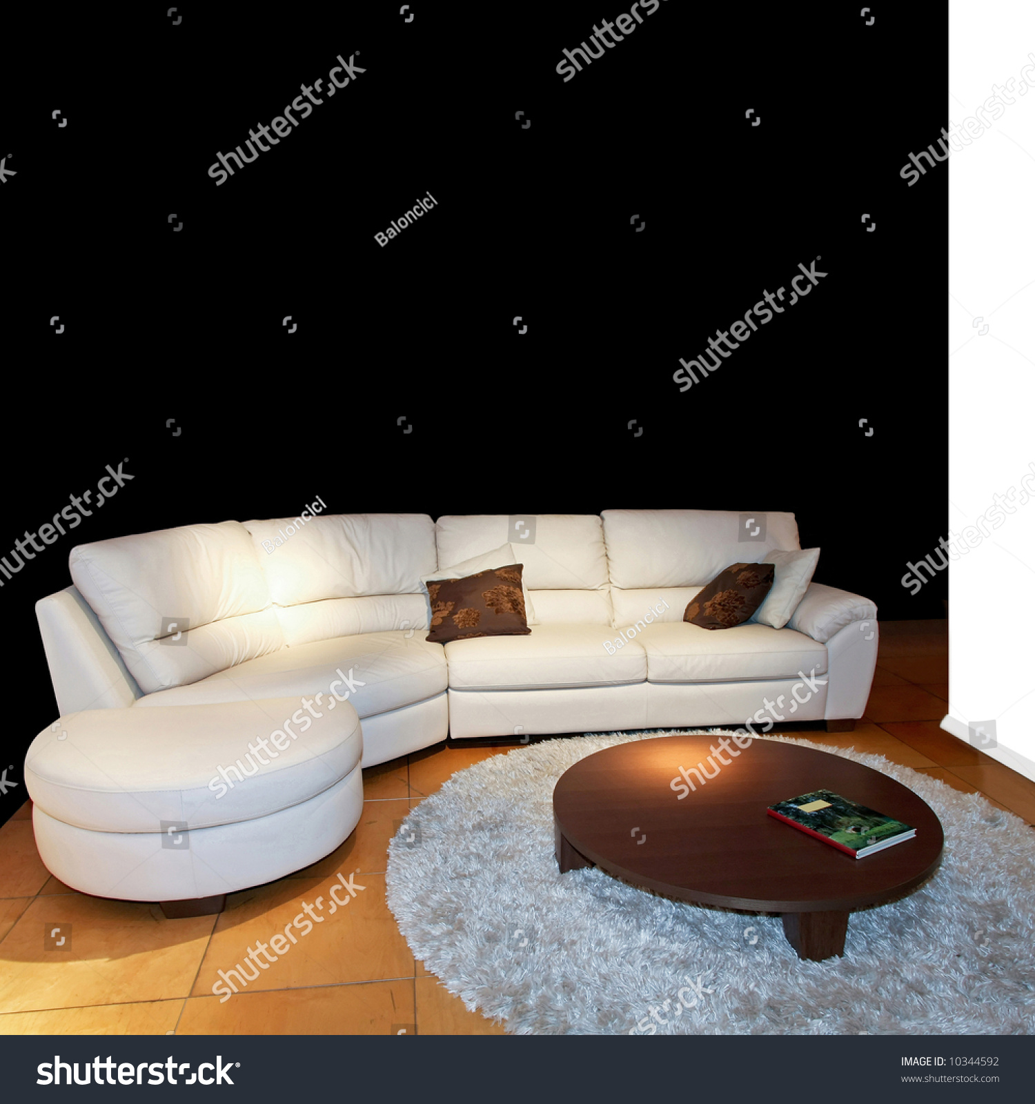 Modern Living Room White Leather Couch Stock Photo 10344592 Shutterstock   Stock Photo Modern Living Room With White Leather Couch 10344592 