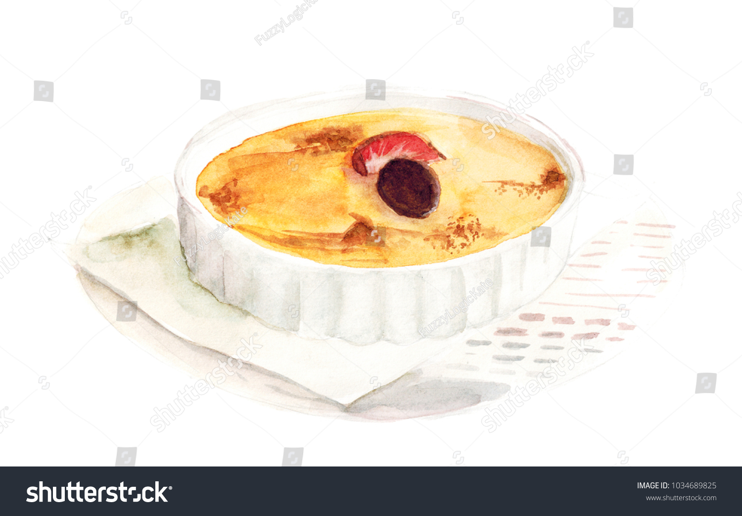 Watercolor Hand Drawn Sketch Illustration Creambrulee Stock ...