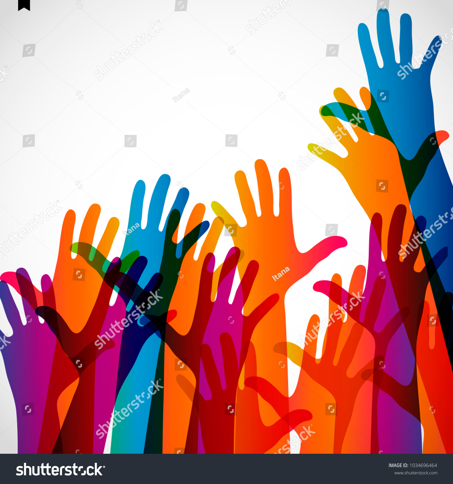 Hands On Light Background Colorful Silhouettes Stock Vector (Royalty ...