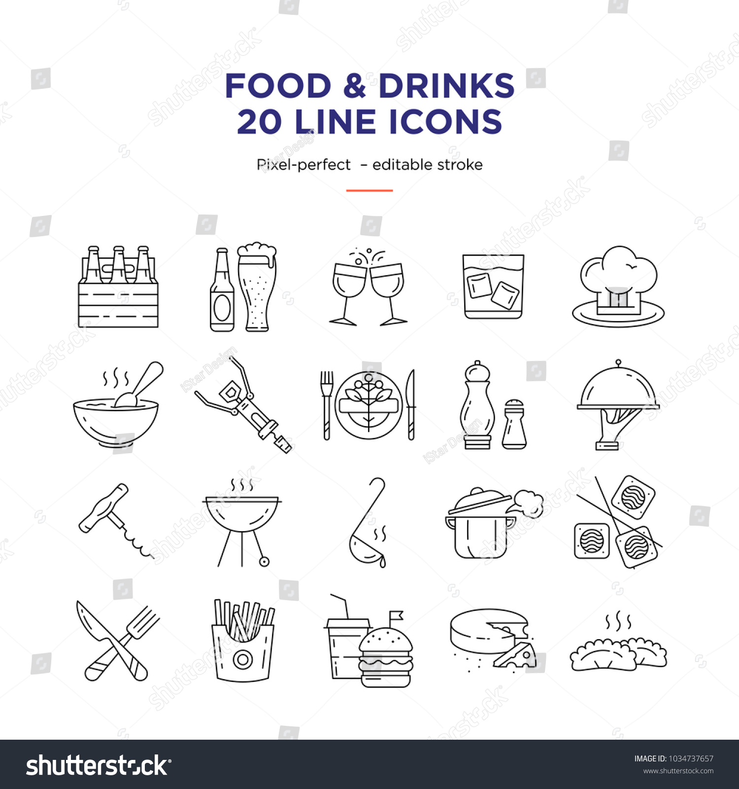 Food Drink Line Icons Stock Vector Royalty Free Shutterstock