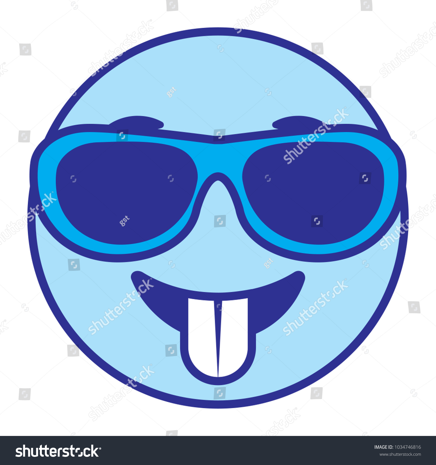 Vektor Stok Emoticon Cartoon Face Tongue Out Sunglasses Tanpa Royalti 1034746816 Shutterstock 3774