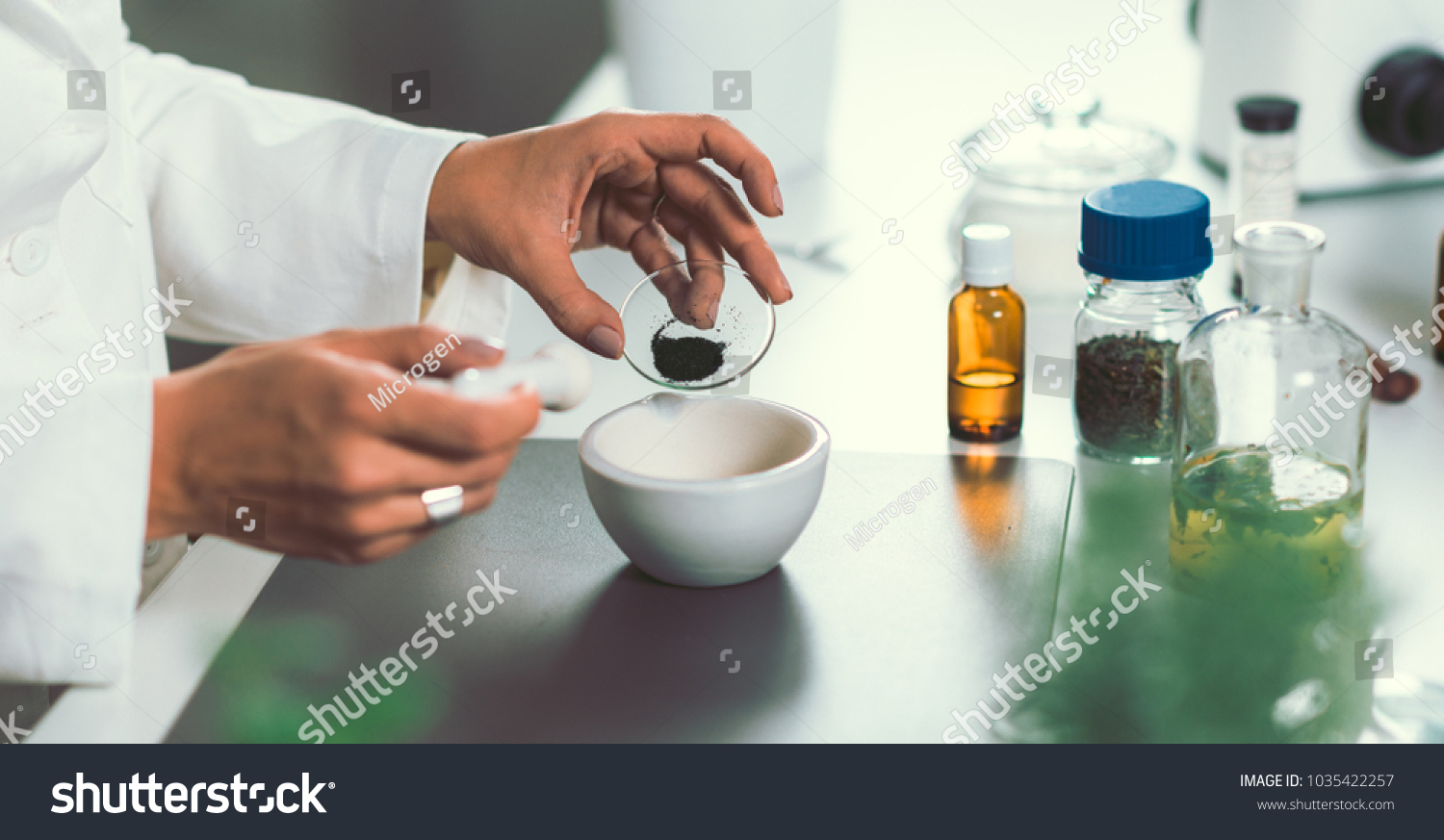 Homeopathy Lab Homeopath Preparing Alternative Herbal Stock Photo ...