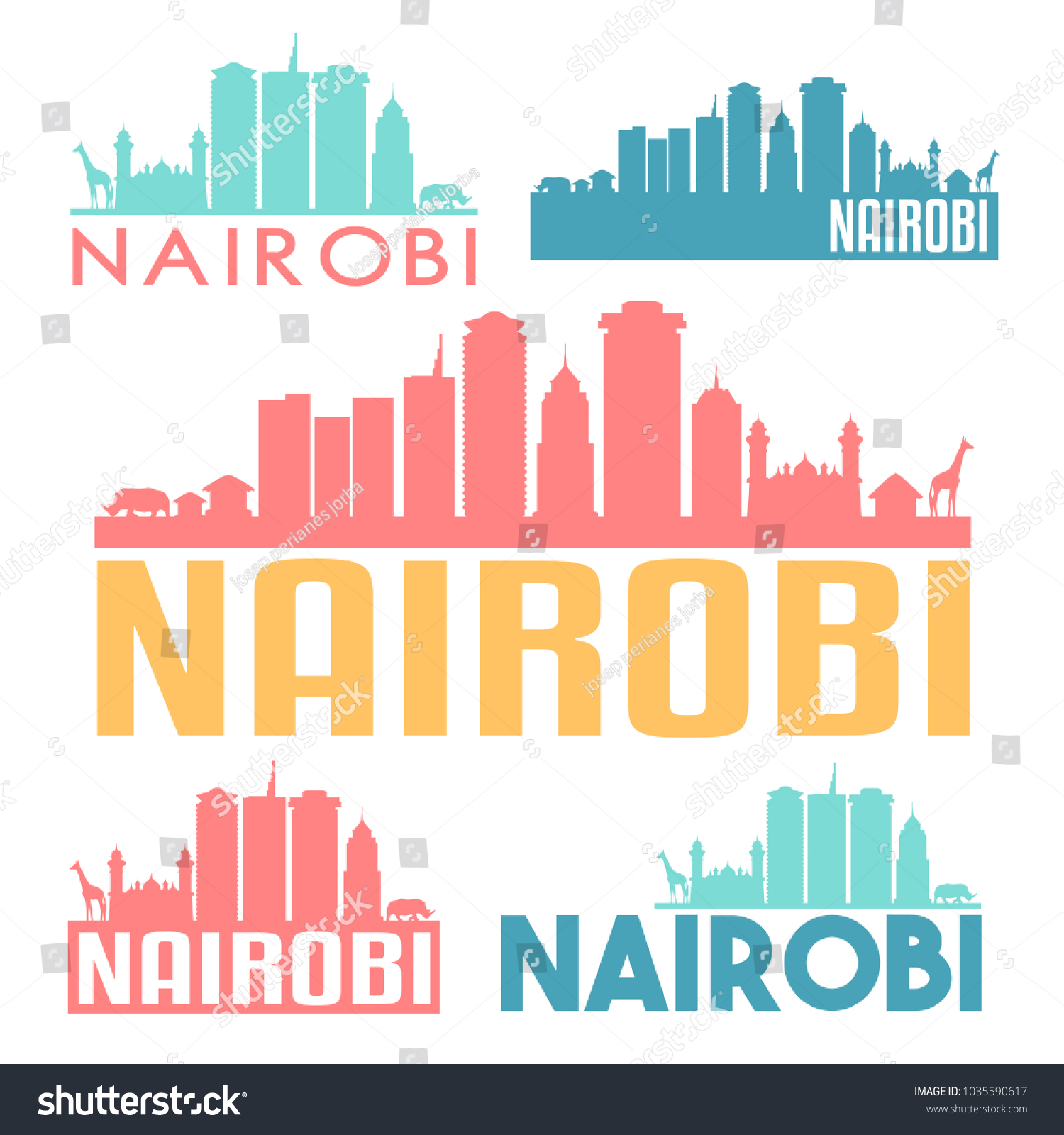 Nairobi Kenya Flat Icon Skyline Vector Stock Vector (Royalty Free ...