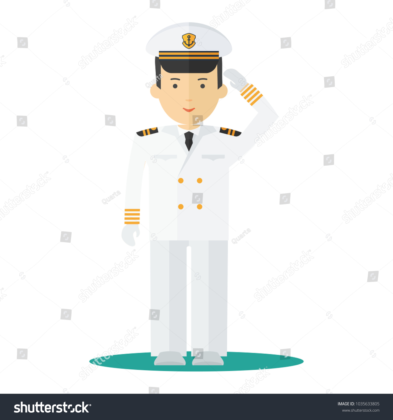 Captain Ship White Suit Command Military Stock Vector (Royalty Free ...