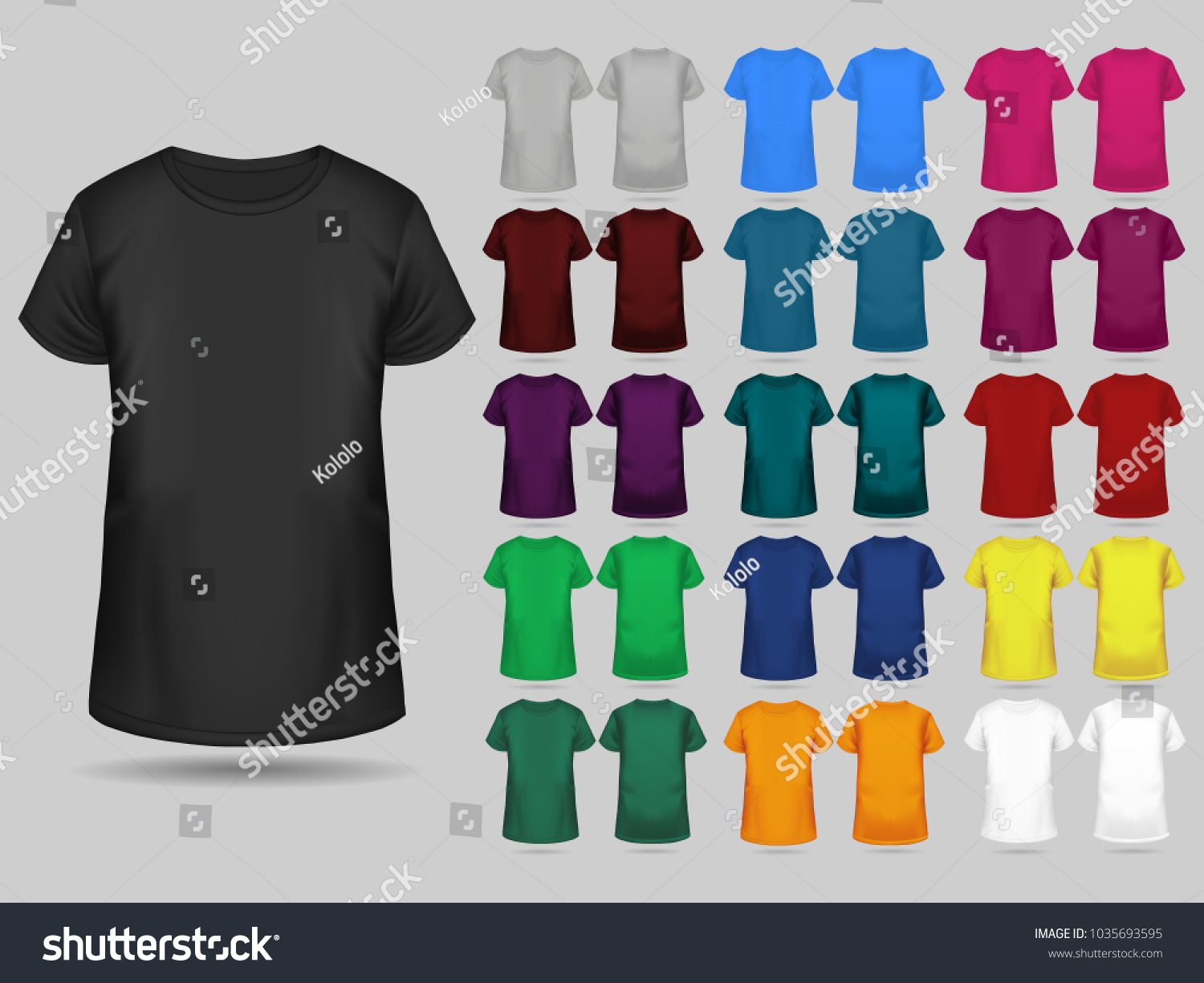 Tshirt Templates Collection Different Colors Men Stock Vector (Royalty ...