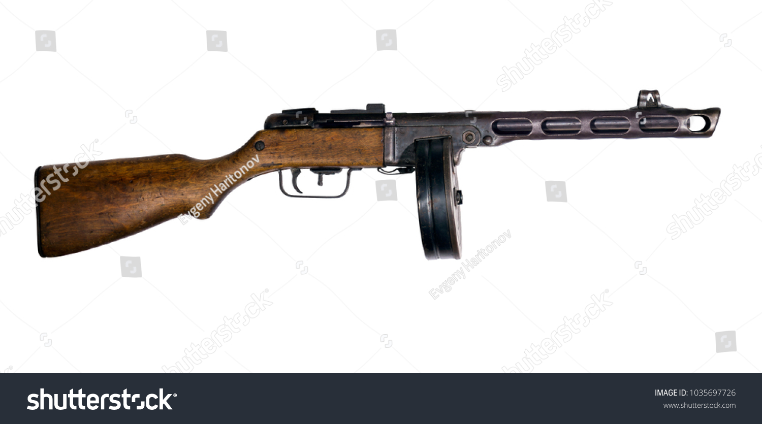 Vintage Submachine Gun Drum Magazine Isolated Stock Photo 1035697726 ...