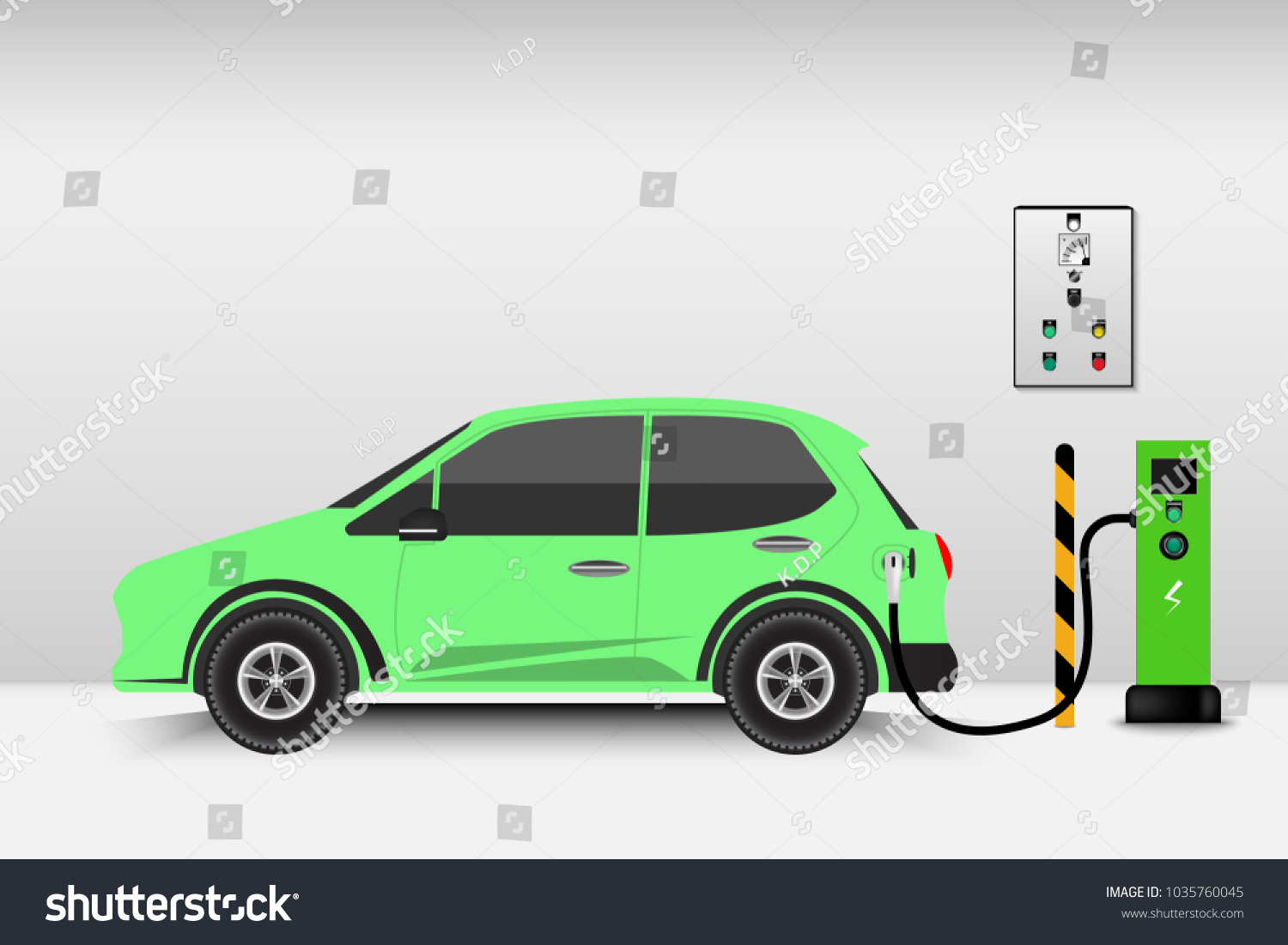 Electric Car Charging Station Point Technology Stock Vector (Royalty ...
